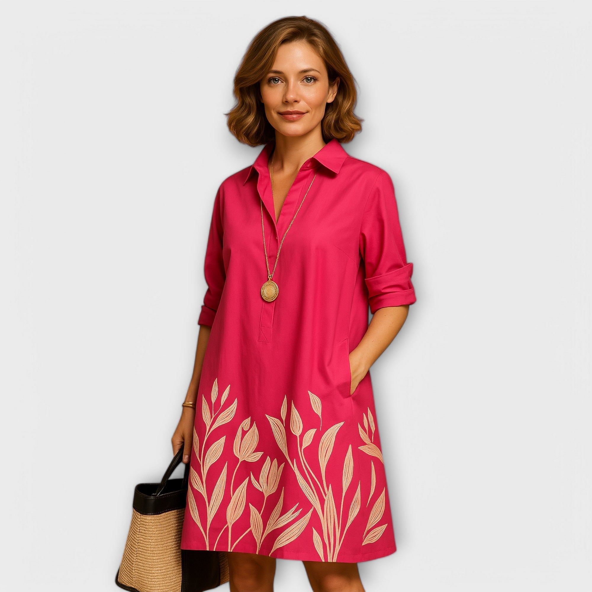 Robe moderne à manches courtes et trois-quarts