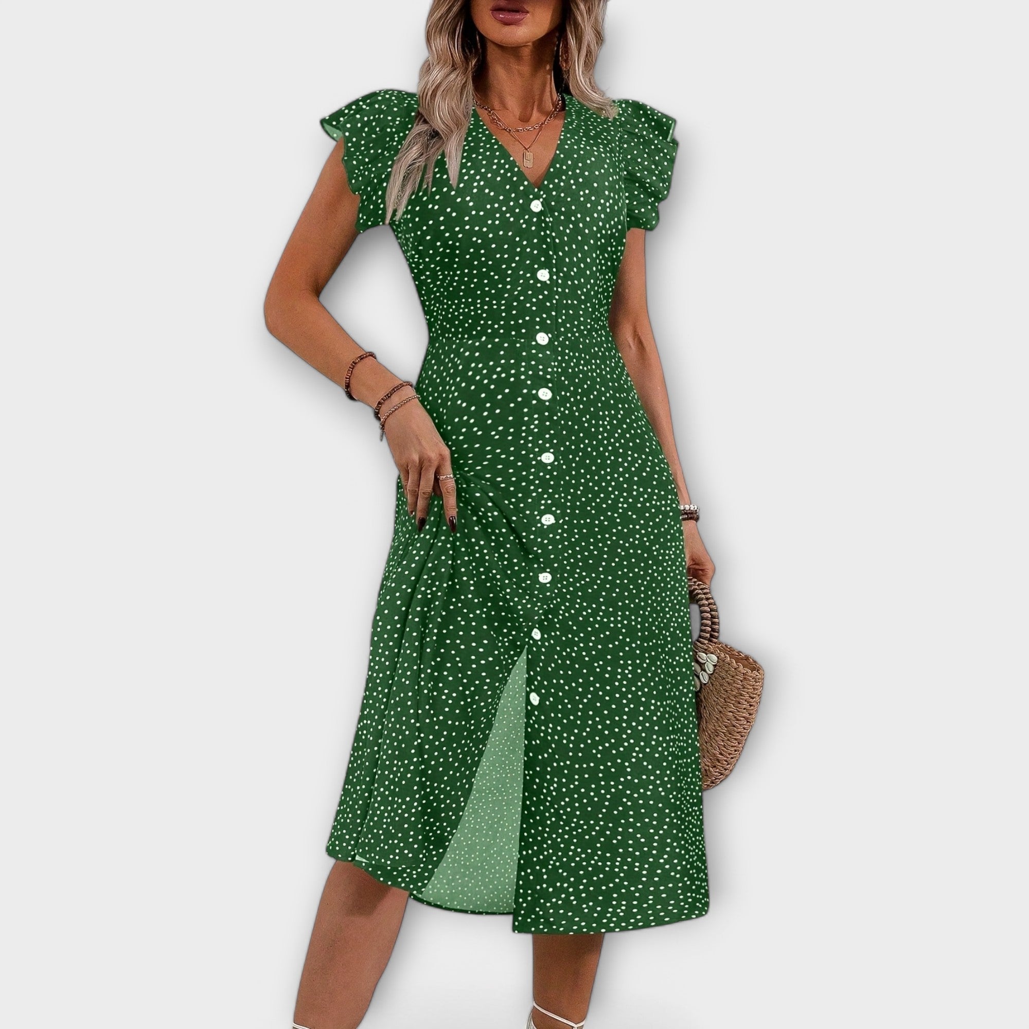 Manteau midi à pois élégant