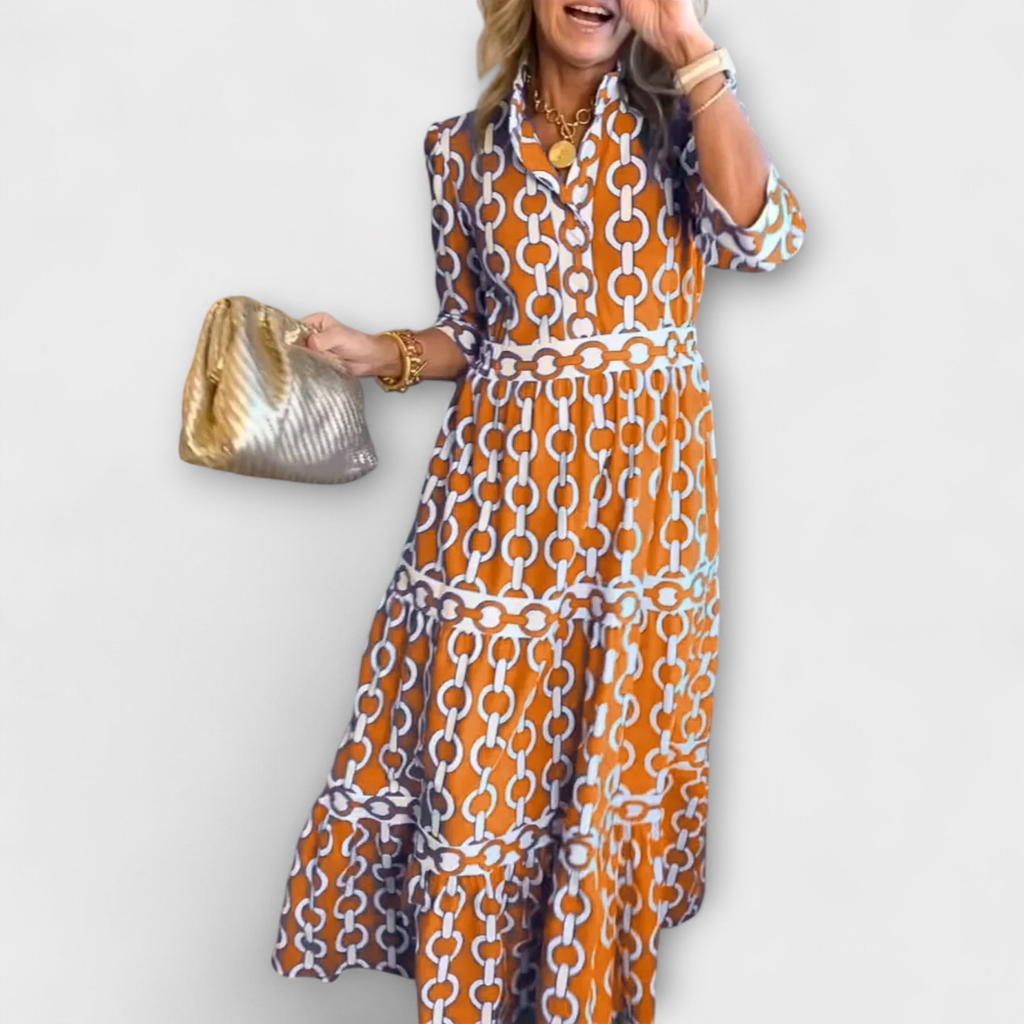 Juliette - Robe Midi avec Motif Chaîne