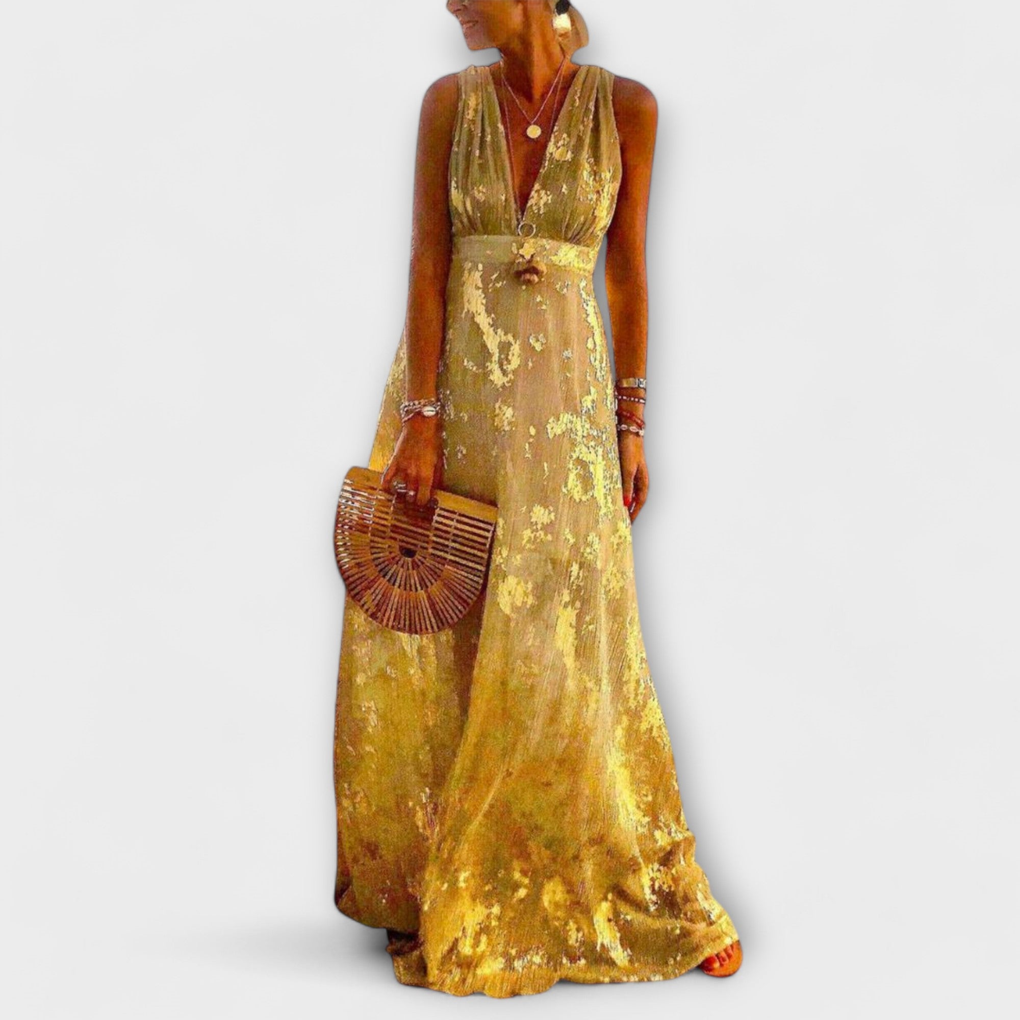 Robe courte avec décolleté en V et détails scintillants