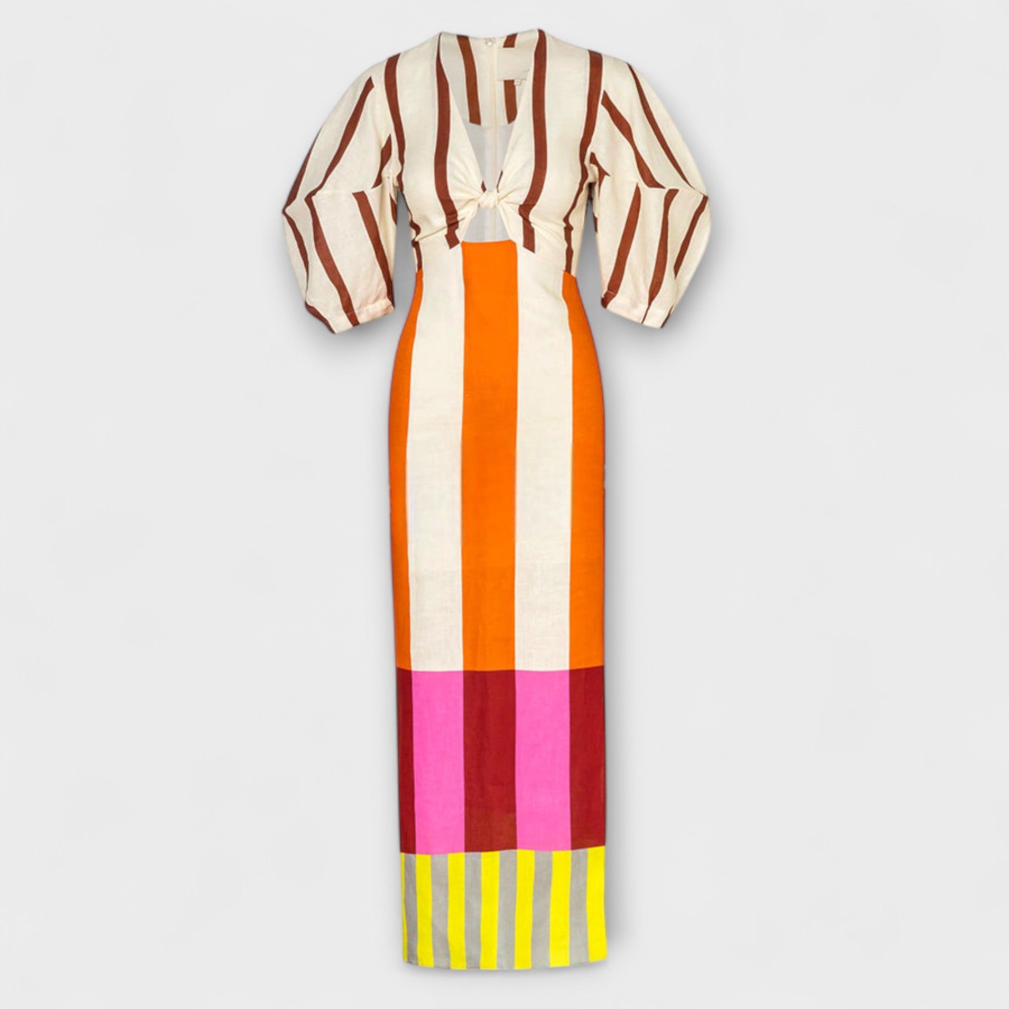 Kaya - Robe maxi avec décolleté et manches froncées
