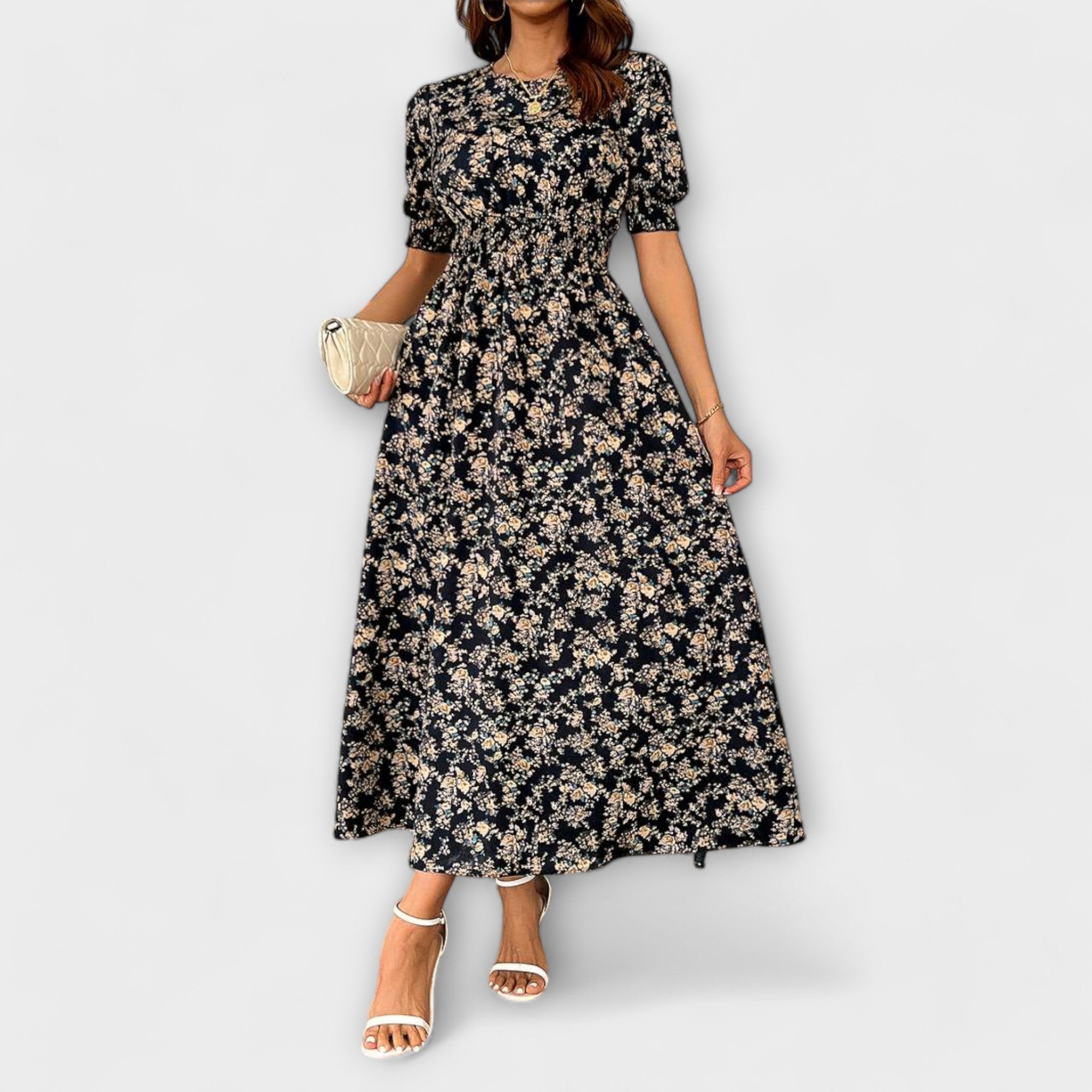 Amelia - Robe à encolure ronde et motif floral