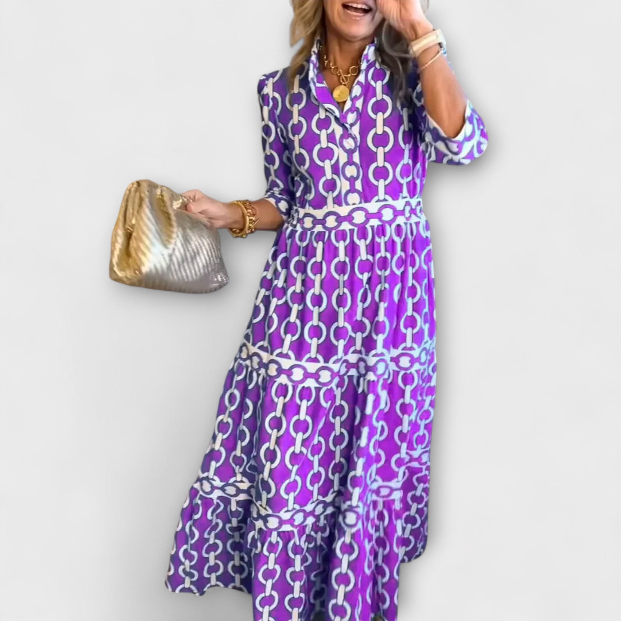 Juliette - Robe Midi avec Motif Chaîne