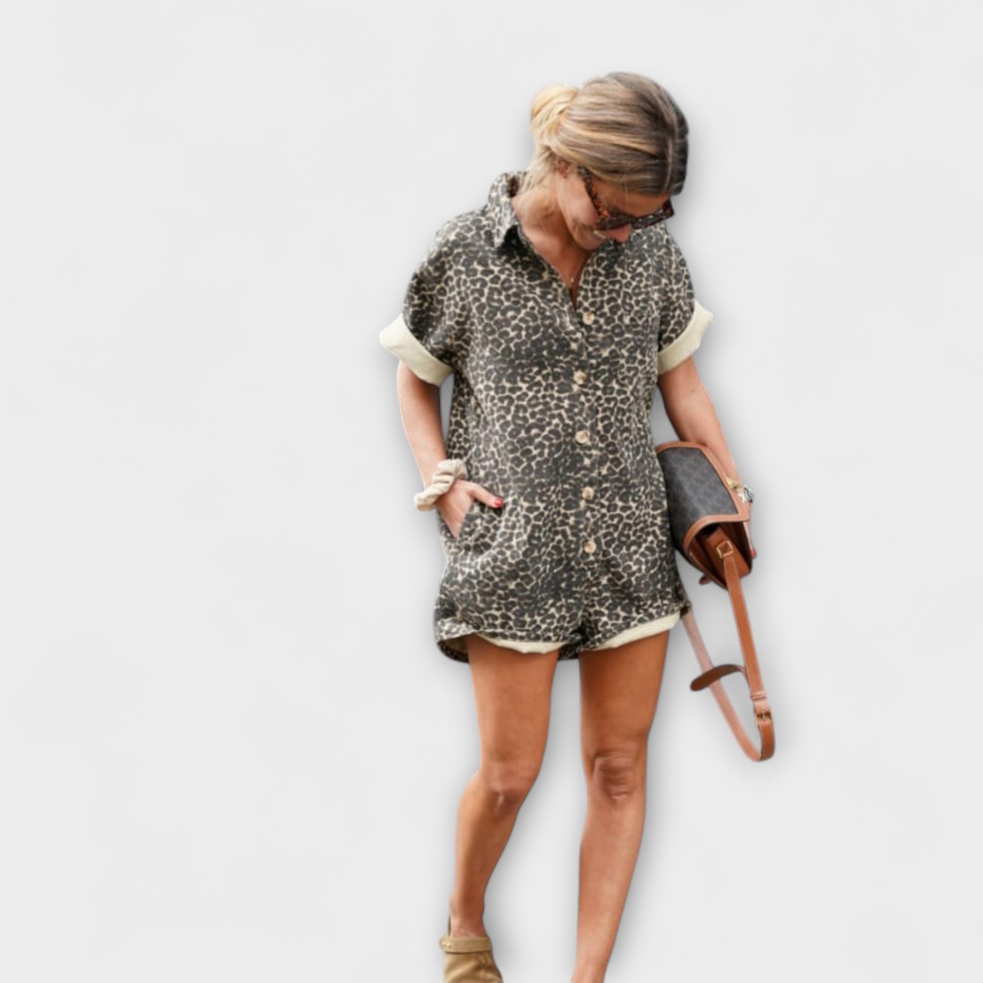 Nonette - Combinaison chemise avec motif léopard