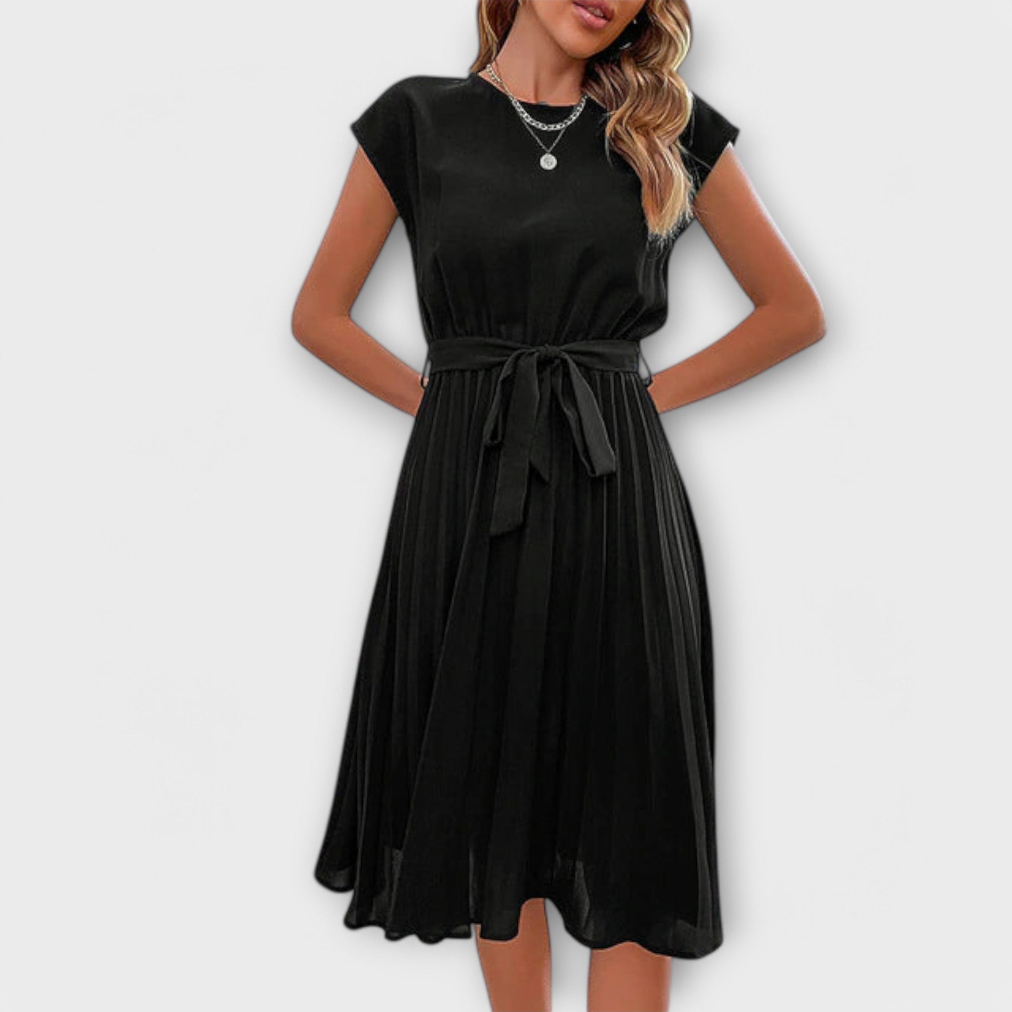 Claire - Robe mini à manches courtes, plissée, ample