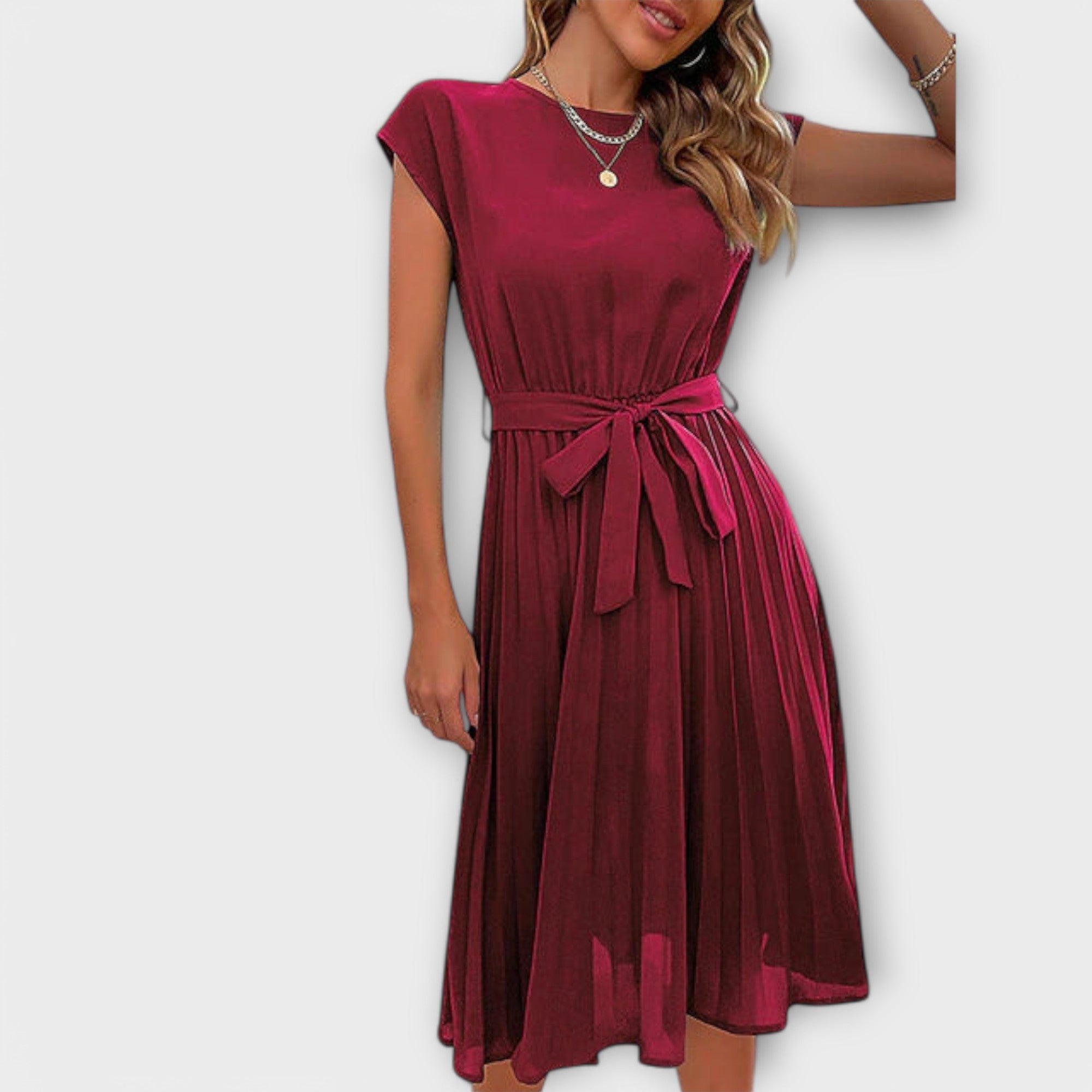 Claire - Robe mini à manches courtes, plissée, ample