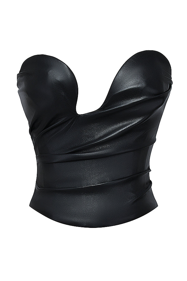 Top corset en cuir vegan de luxe