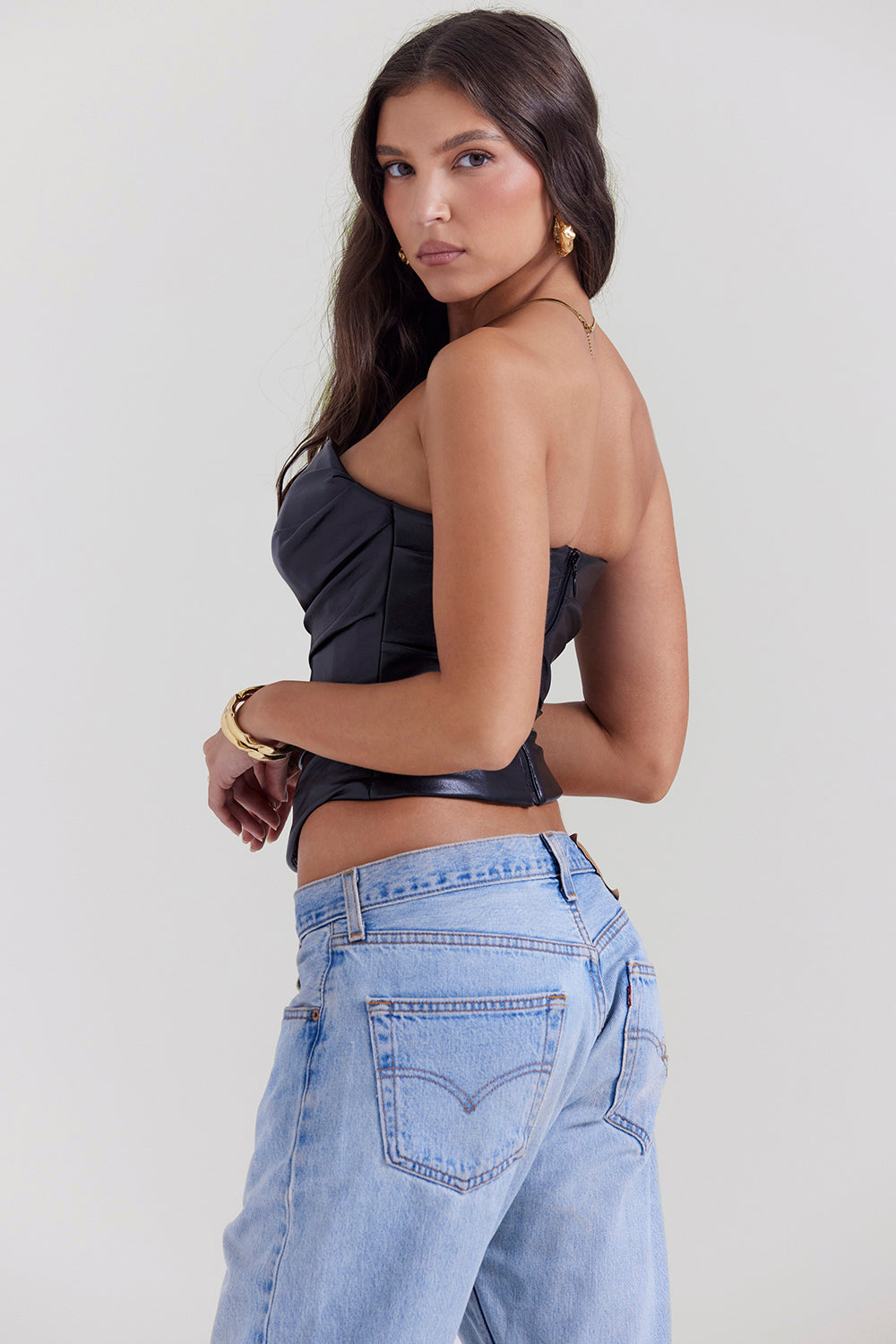 Top corset en cuir vegan de luxe