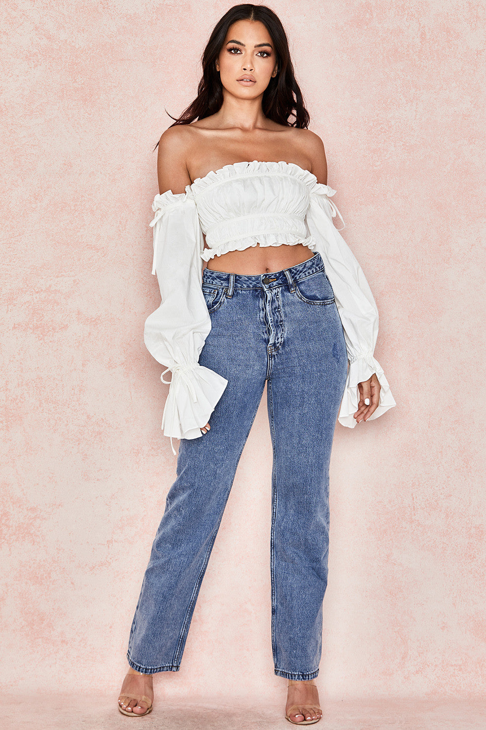 Haut Off-Shoulder avec Détails de Volants Ludiques