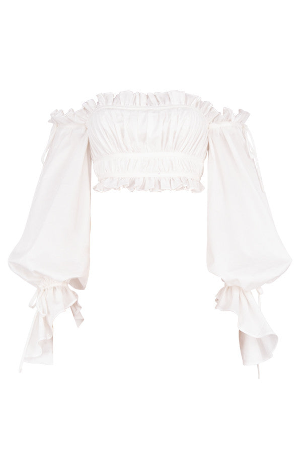 Haut Off-Shoulder avec Détails de Volants Ludiques