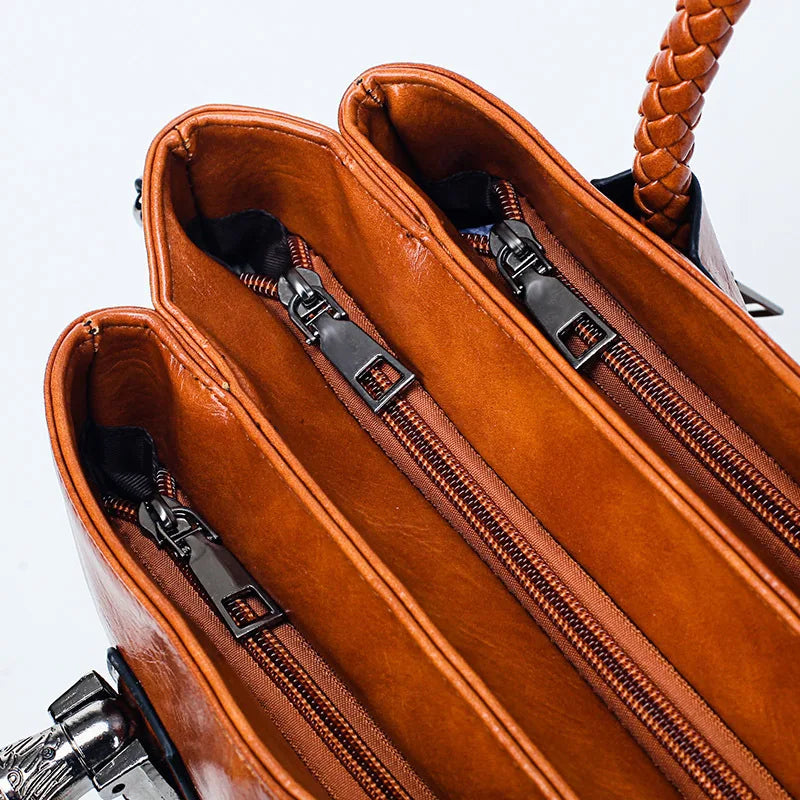 Pia™ | Sac à dos en cuir élégant avec poignées tressées