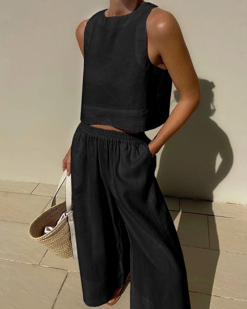 Ensemble Liberté | Top court, pantalon large