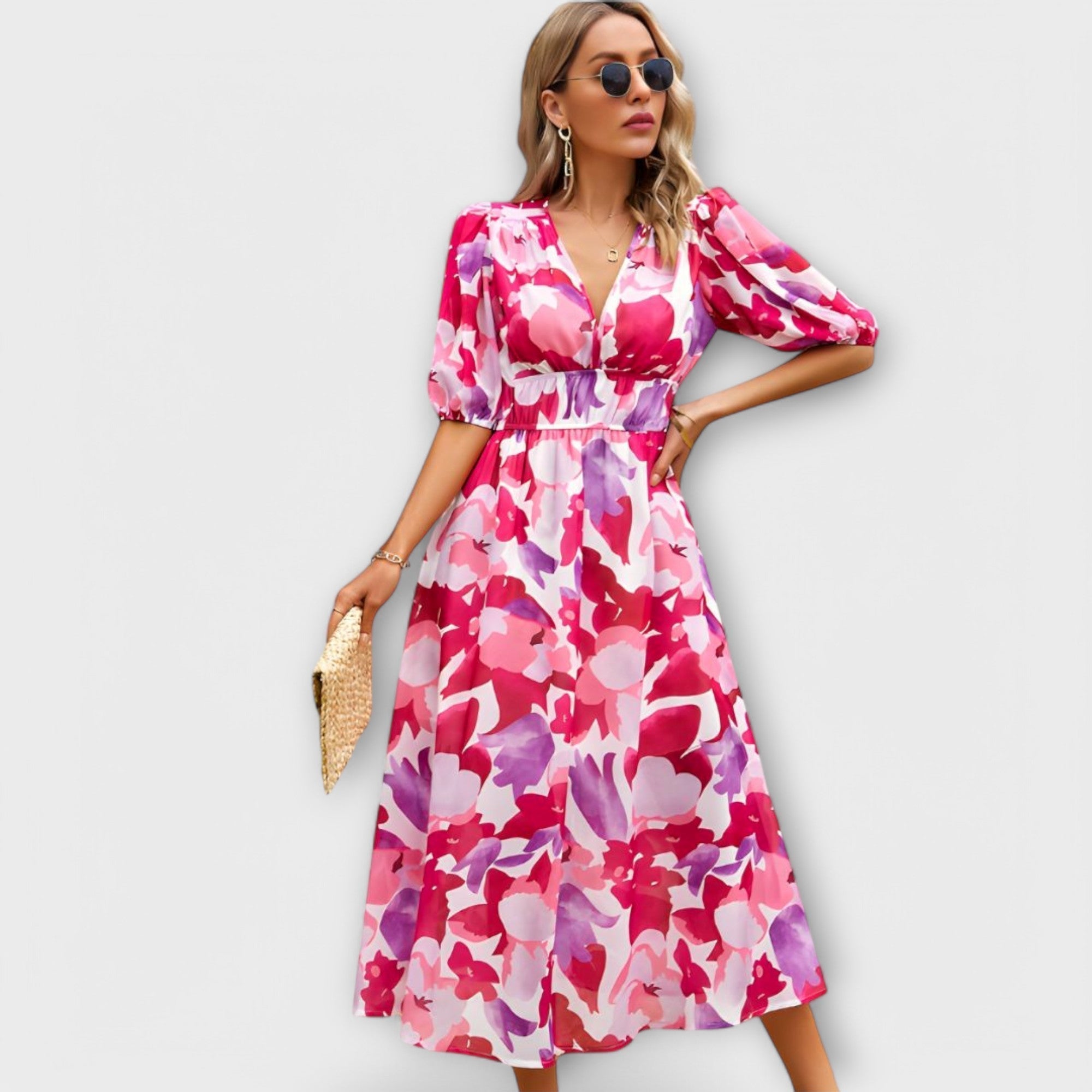 Robe Maxi Abstraite avec Volants
