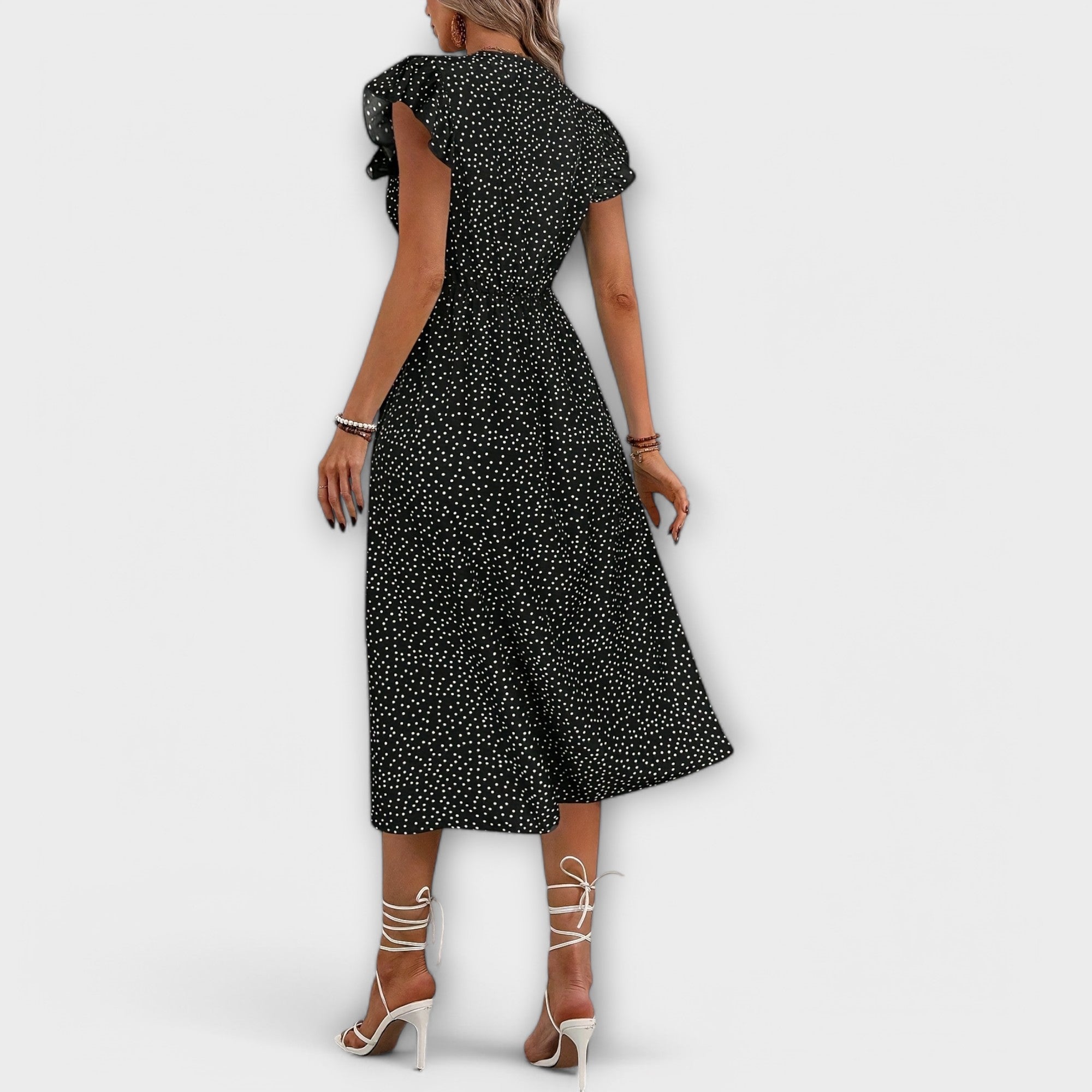 Manteau midi à pois élégant
