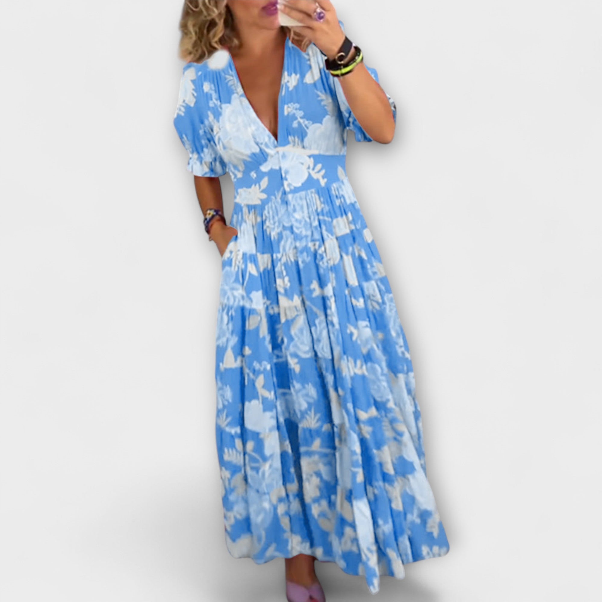 Catrisa - Robe à décolleté en V et motif floral