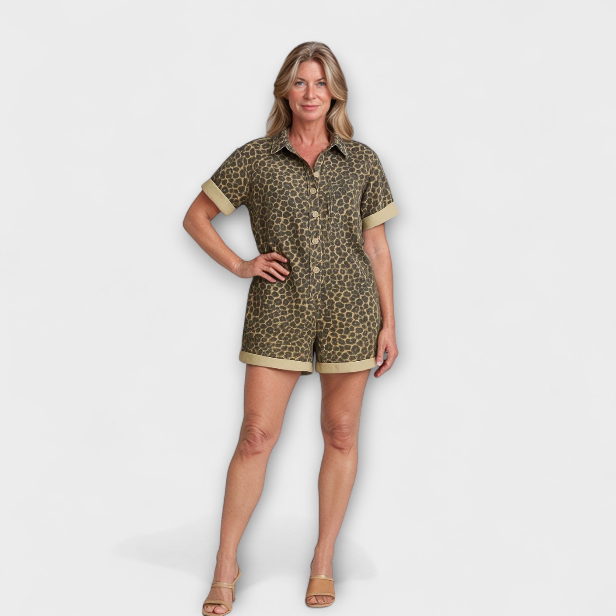 Nonette - Combinaison chemise avec motif léopard