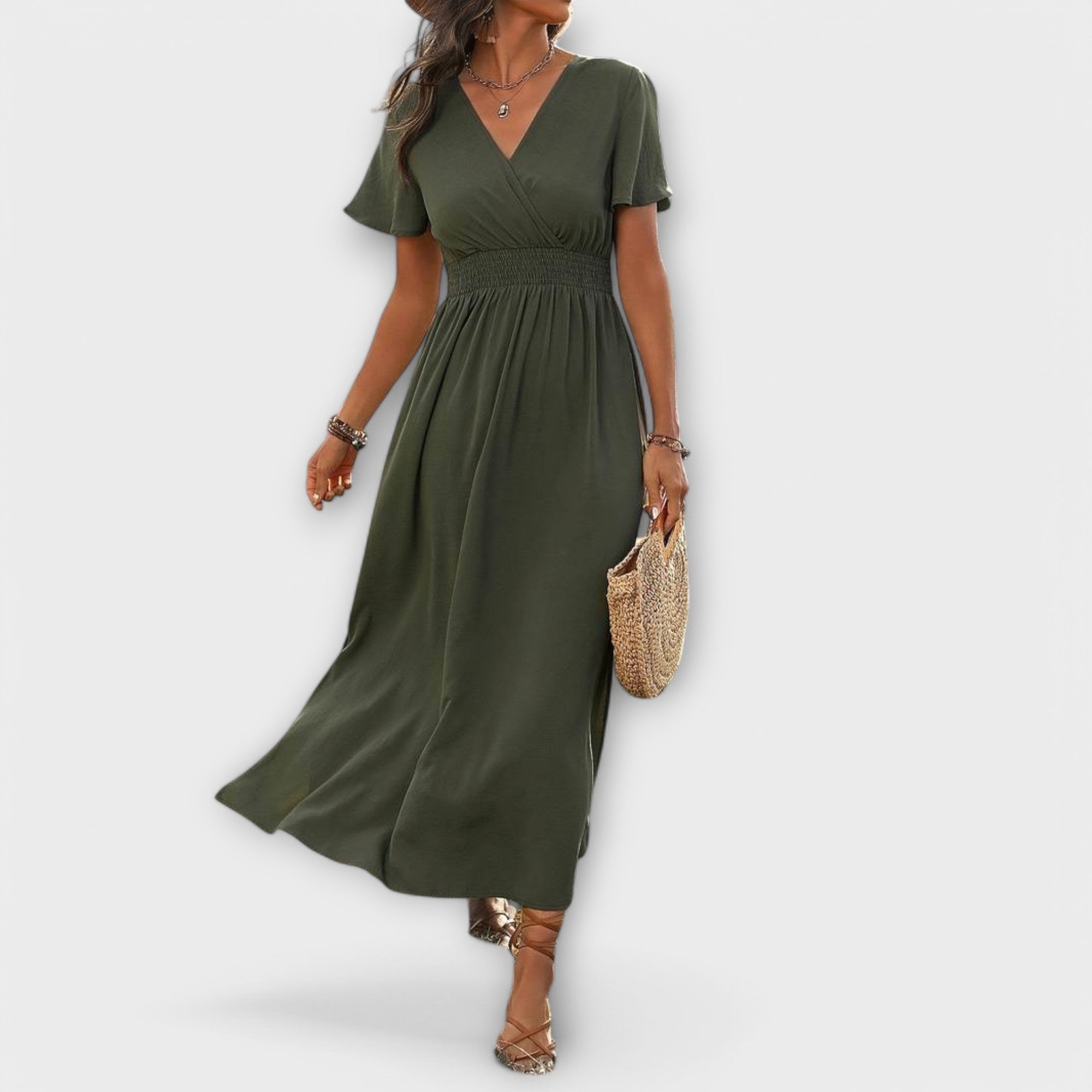 Heather - Robe Boho Élégante avec Décolleté en V et Manches Longues