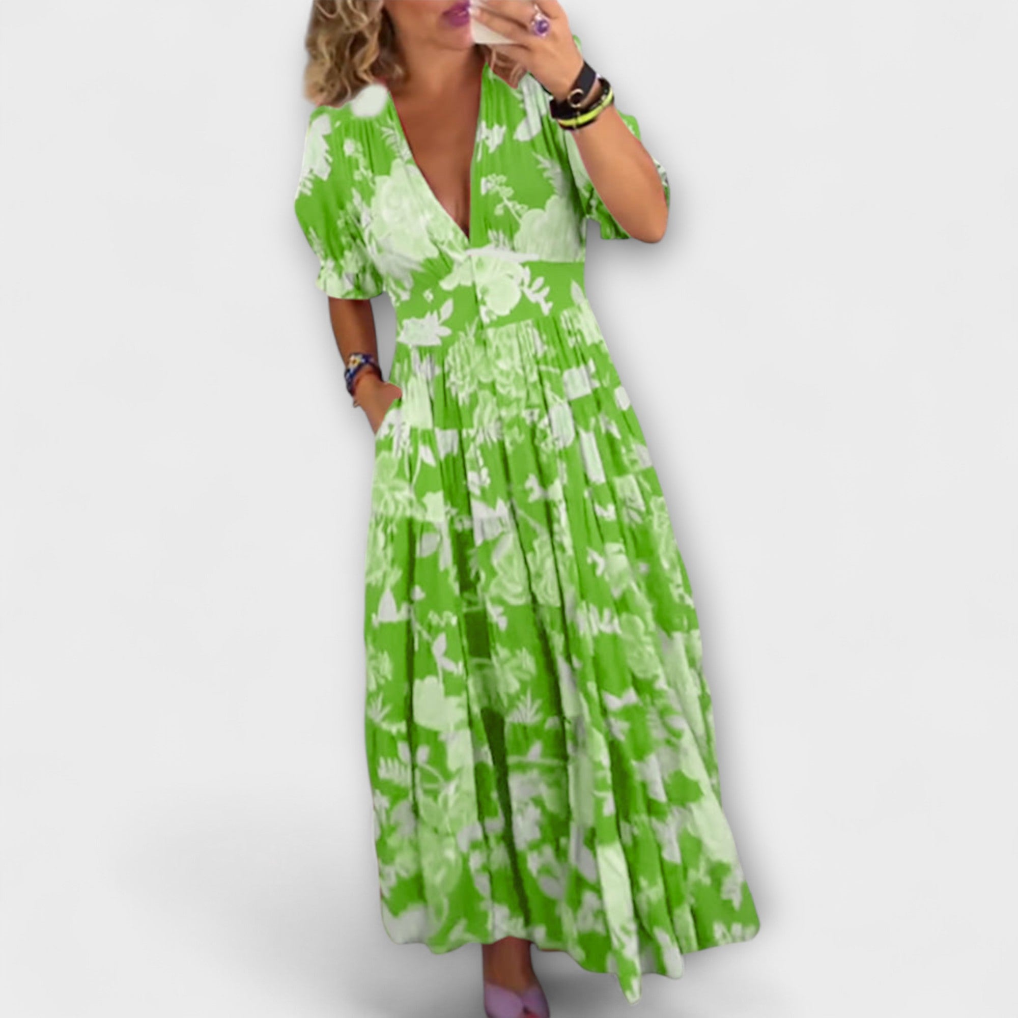Catrisa - Robe à décolleté en V et motif floral