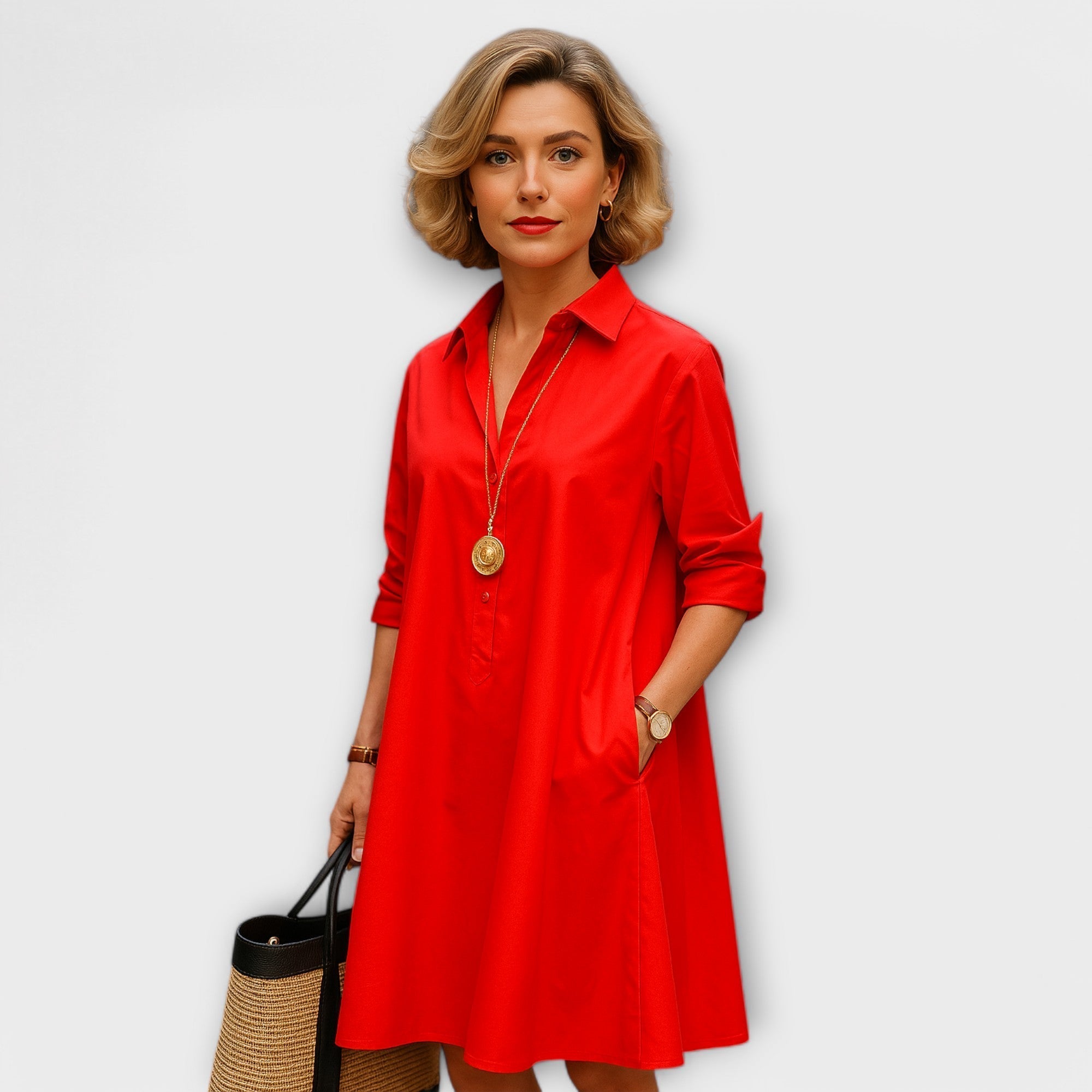 Robe moderne à manches courtes et trois-quarts