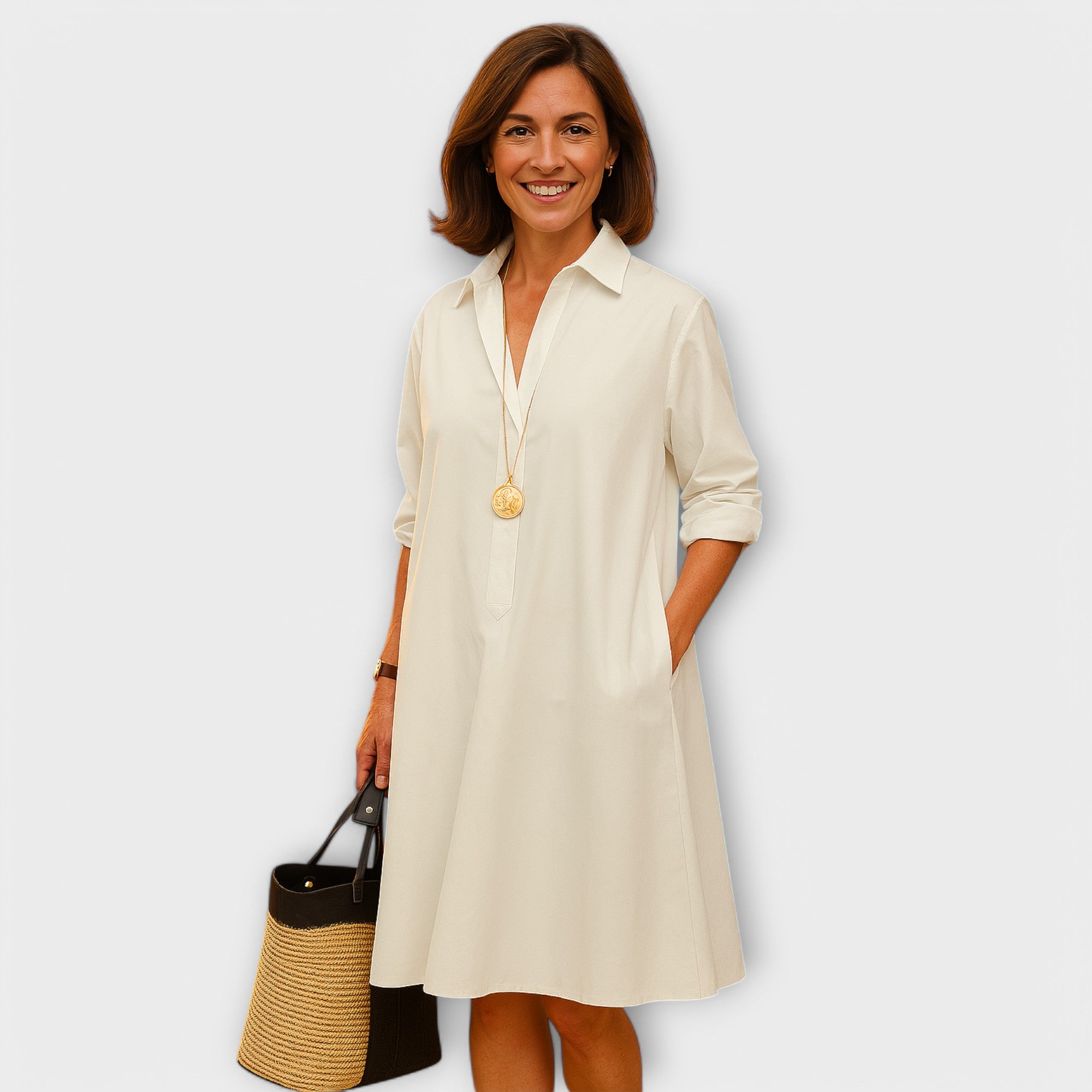 Robe moderne à manches courtes et trois-quarts