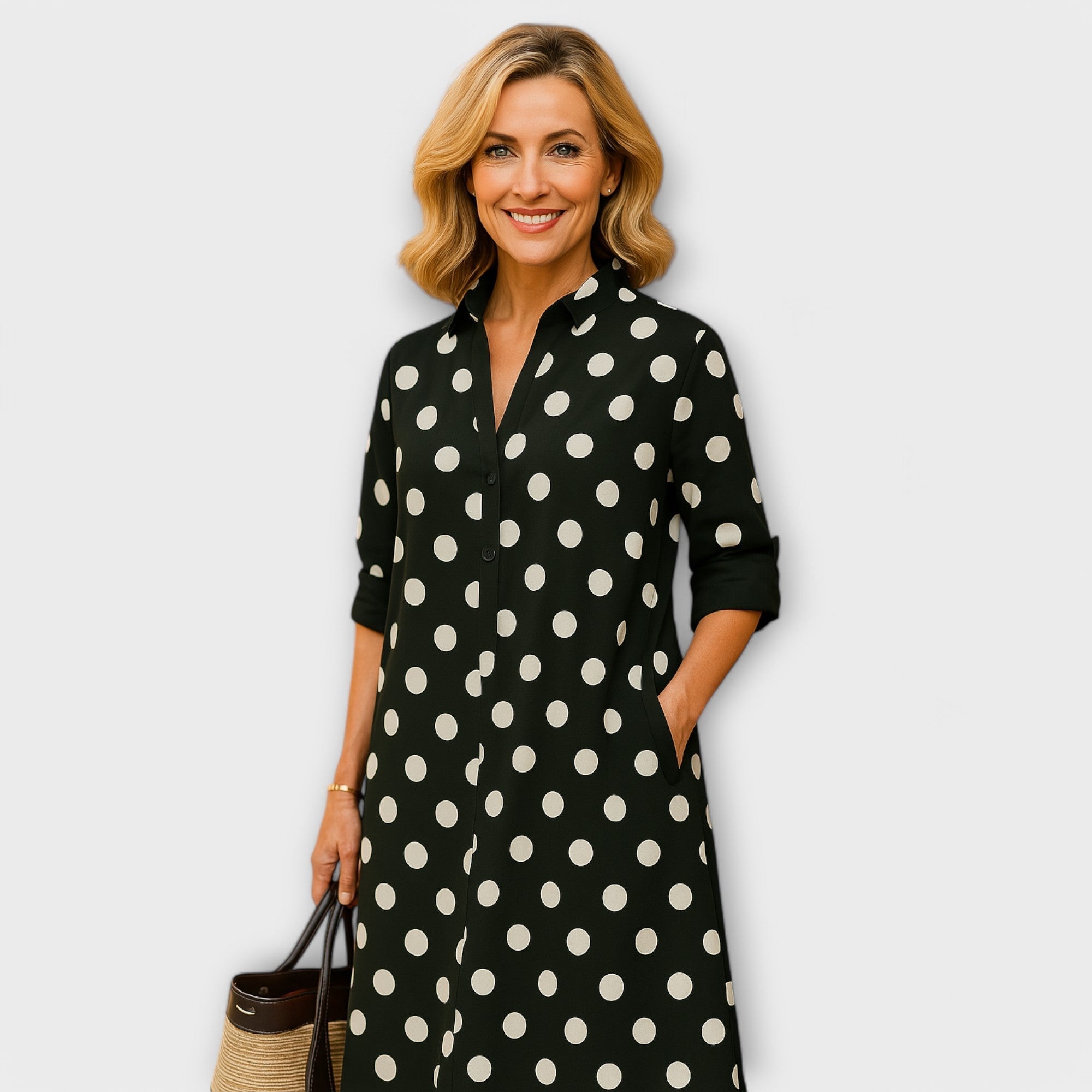 Robe moderne à manches courtes et trois-quarts