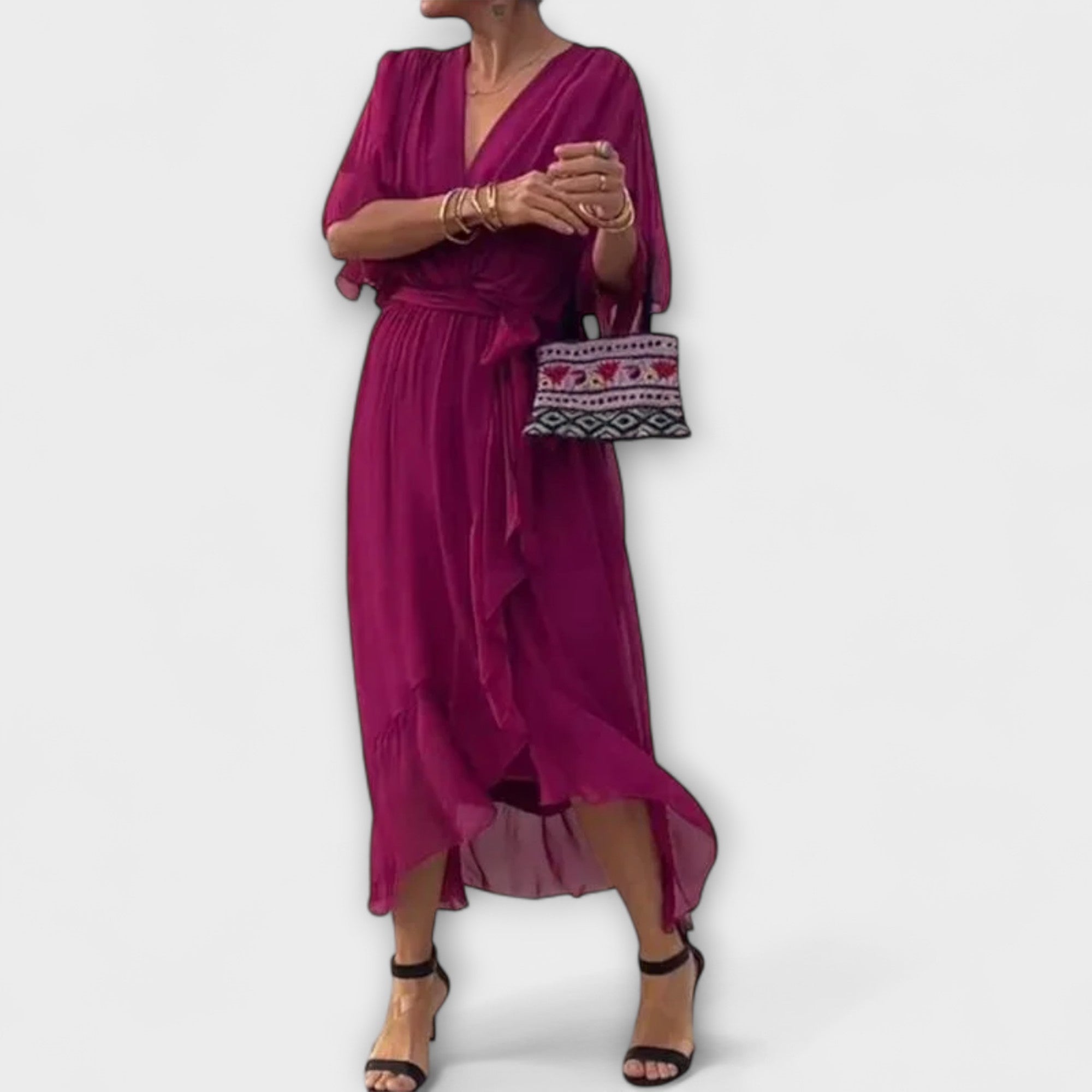 Amoura - Robe en chiffon avec décolleté en V
