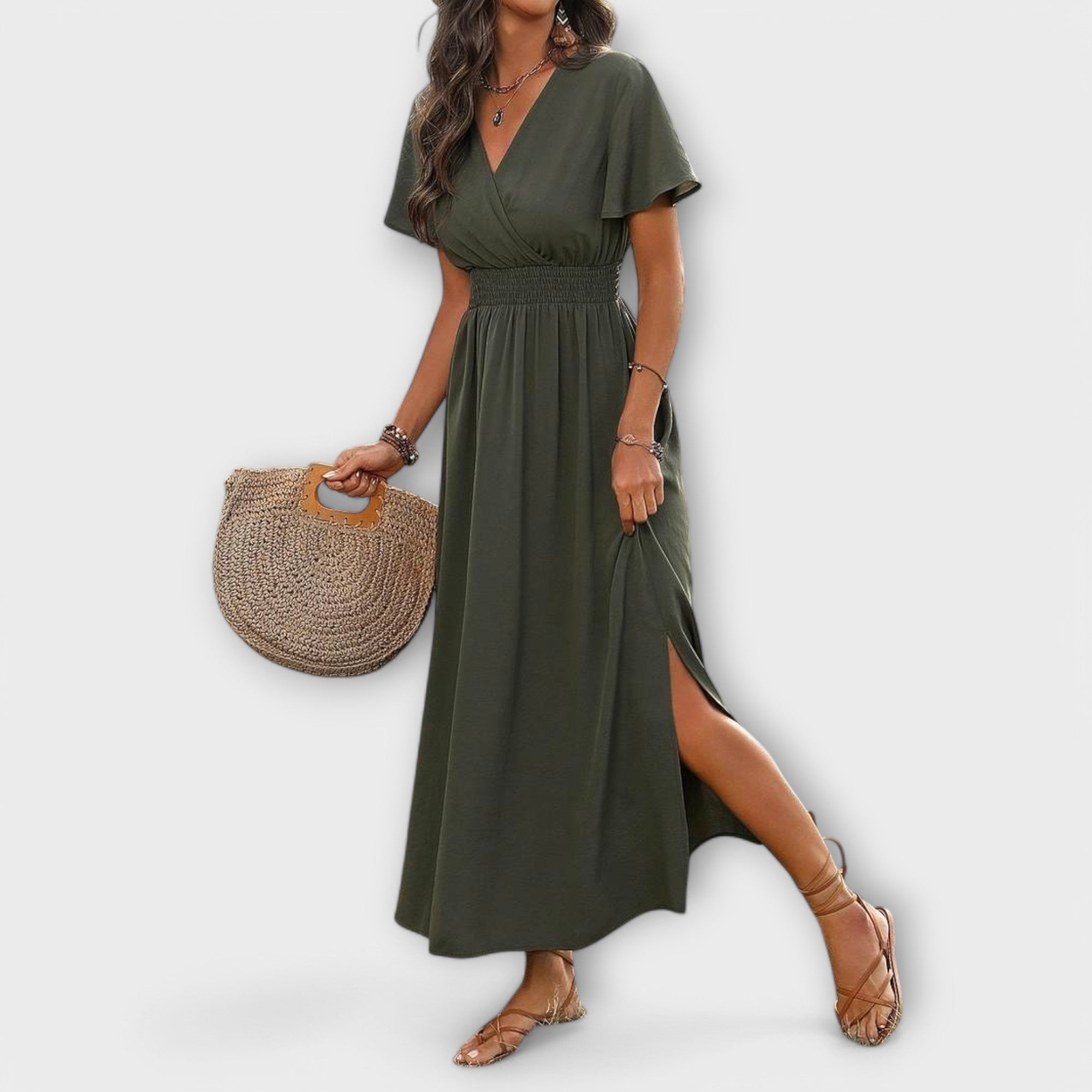 Heather - Robe Boho Élégante avec Décolleté en V et Manches Longues