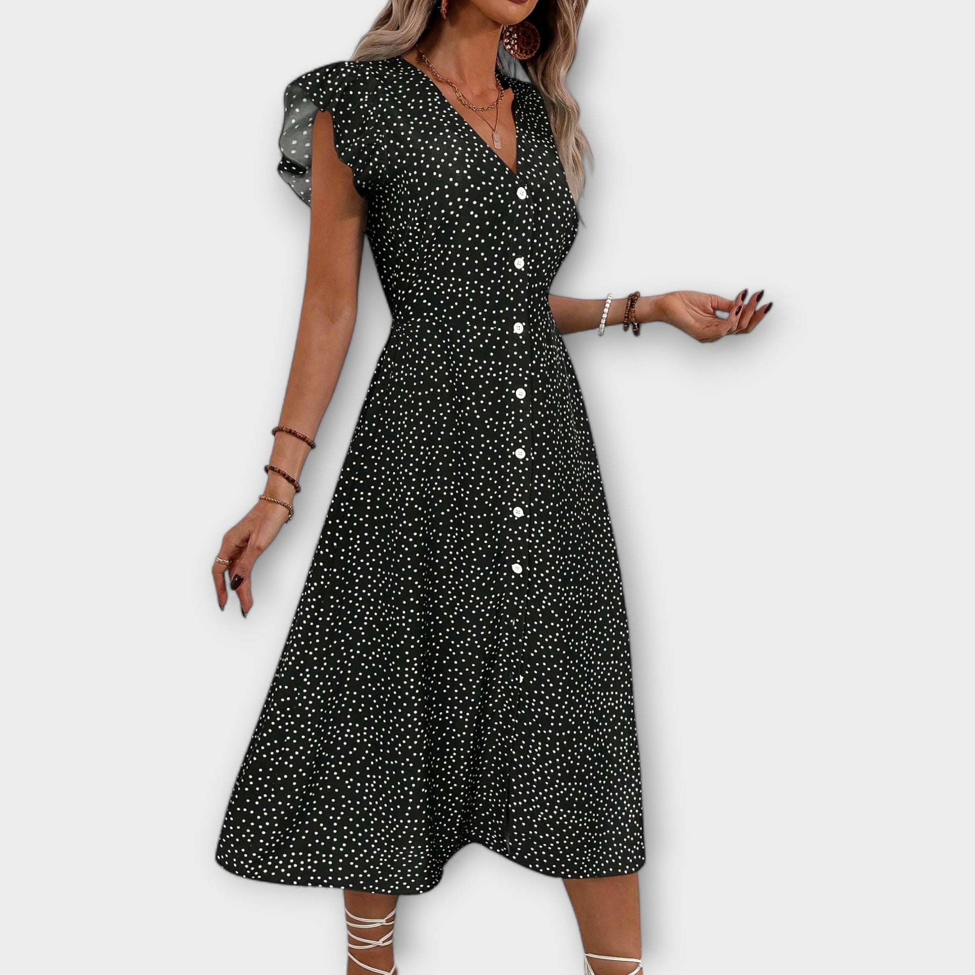 Manteau midi à pois élégant