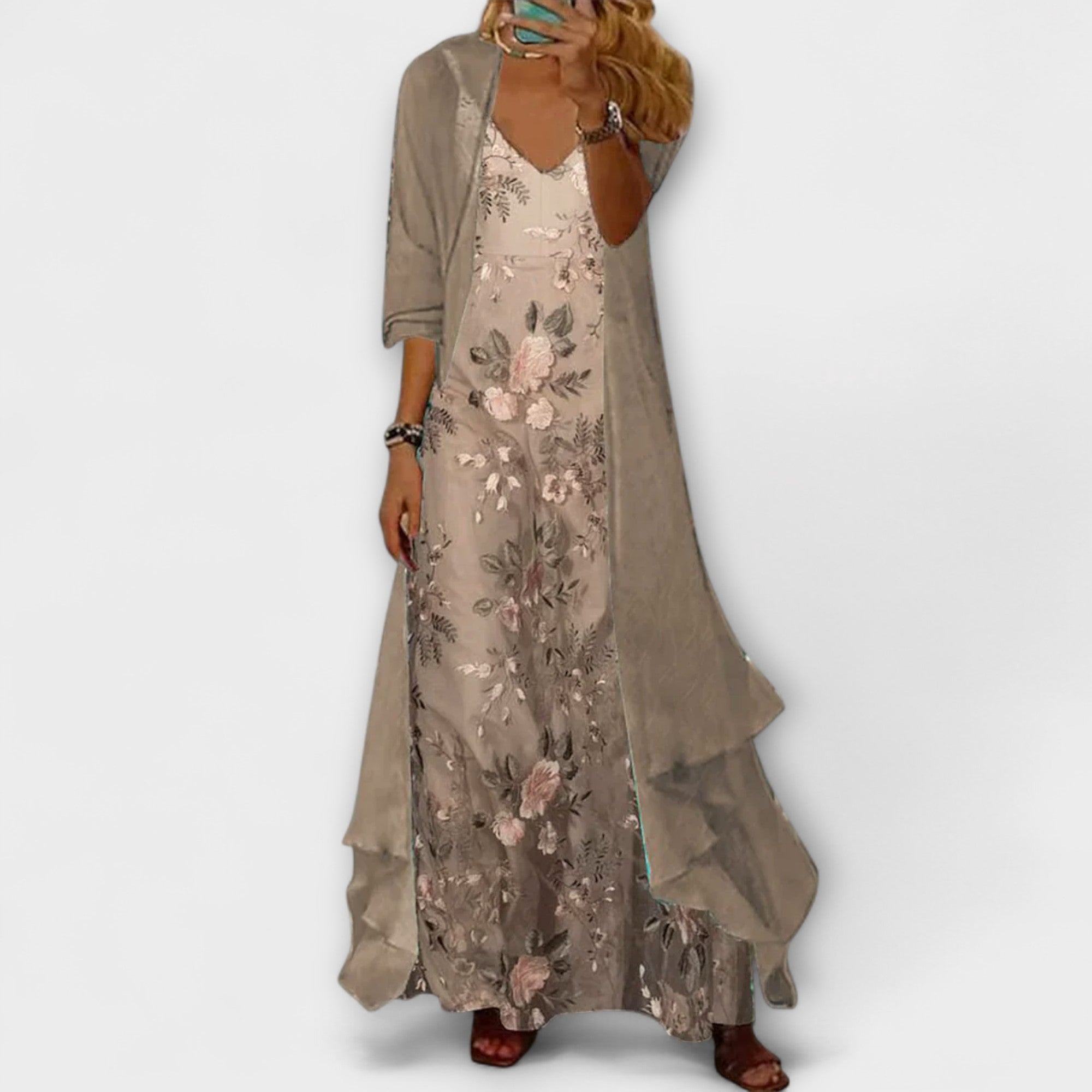 Mara - Robe maxi avec manteau (ensemble 2 pièces)