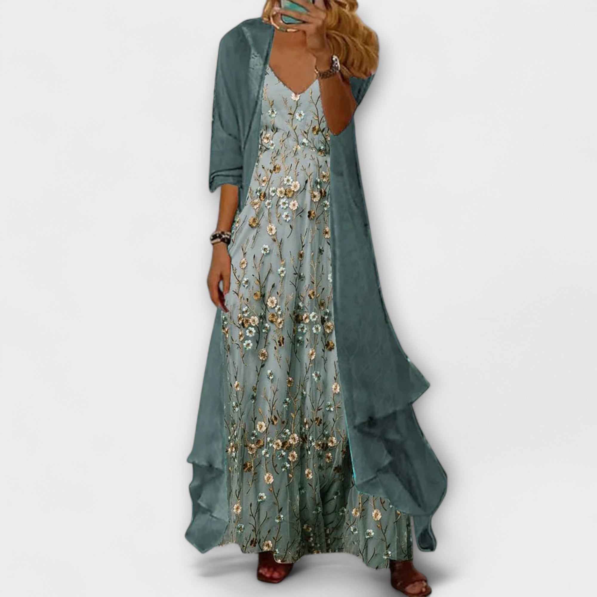 Mara - Robe maxi avec manteau (ensemble 2 pièces)