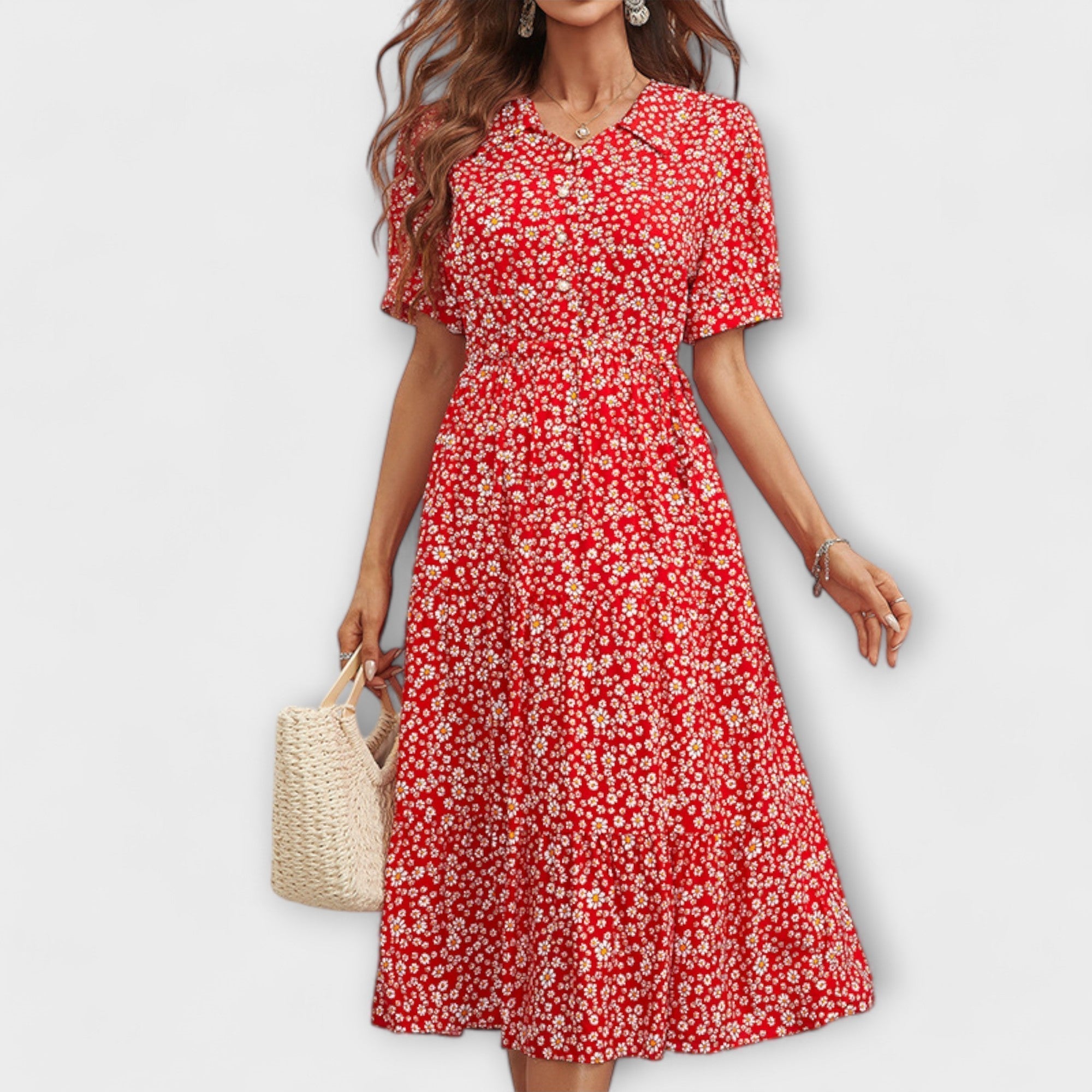 Amelia - Robe à encolure ronde et motif floral