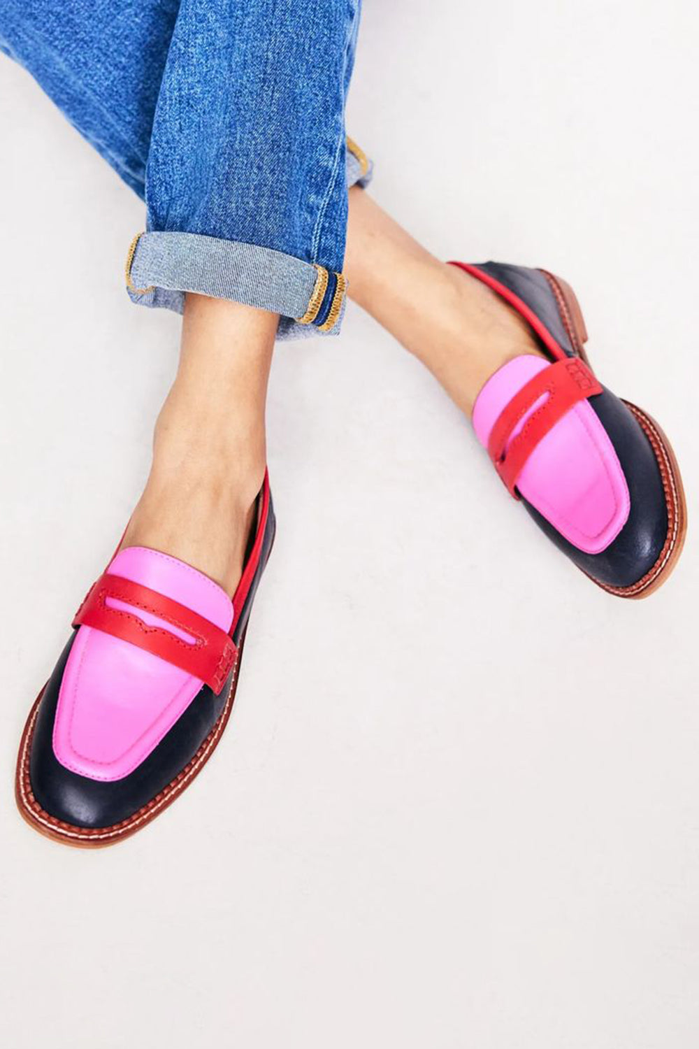 Lunessa | Mocassins noirs avec accents colorés