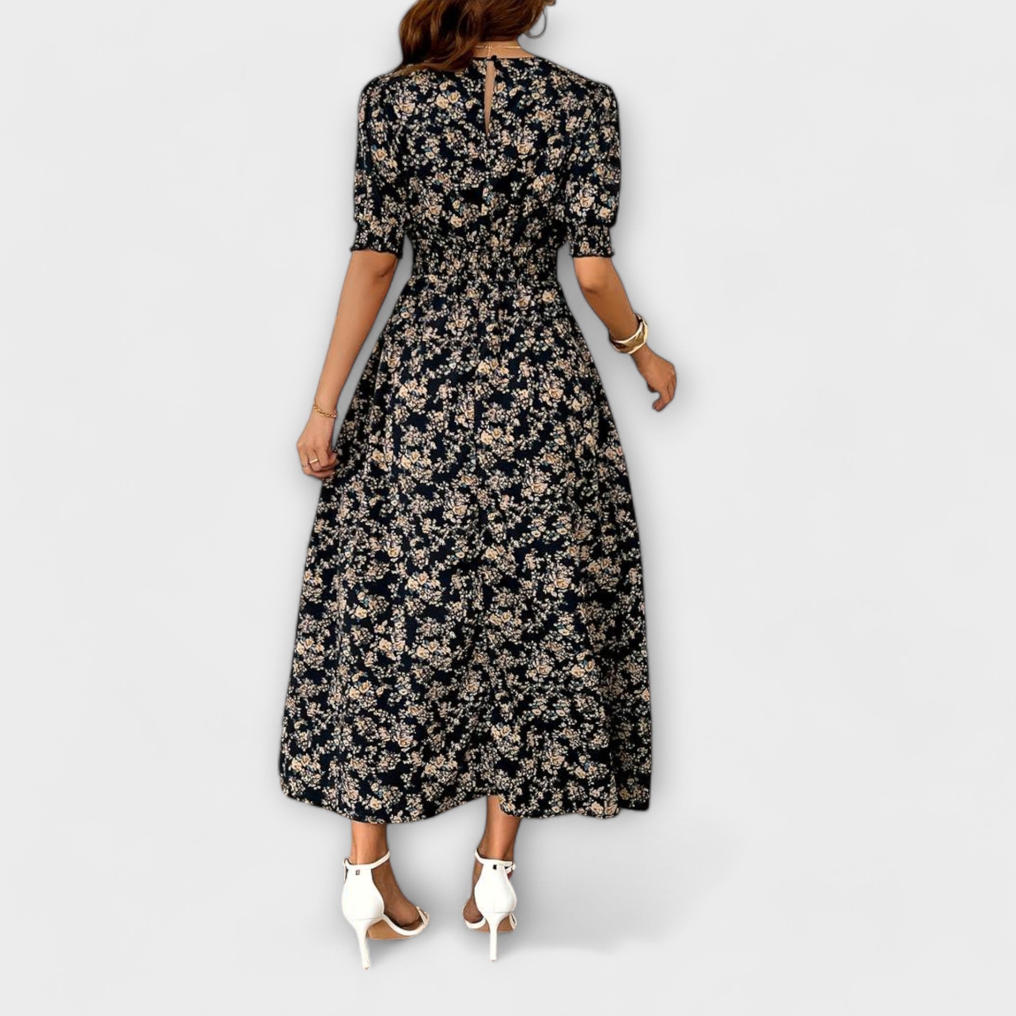 Amelia - Robe à encolure ronde et motif floral