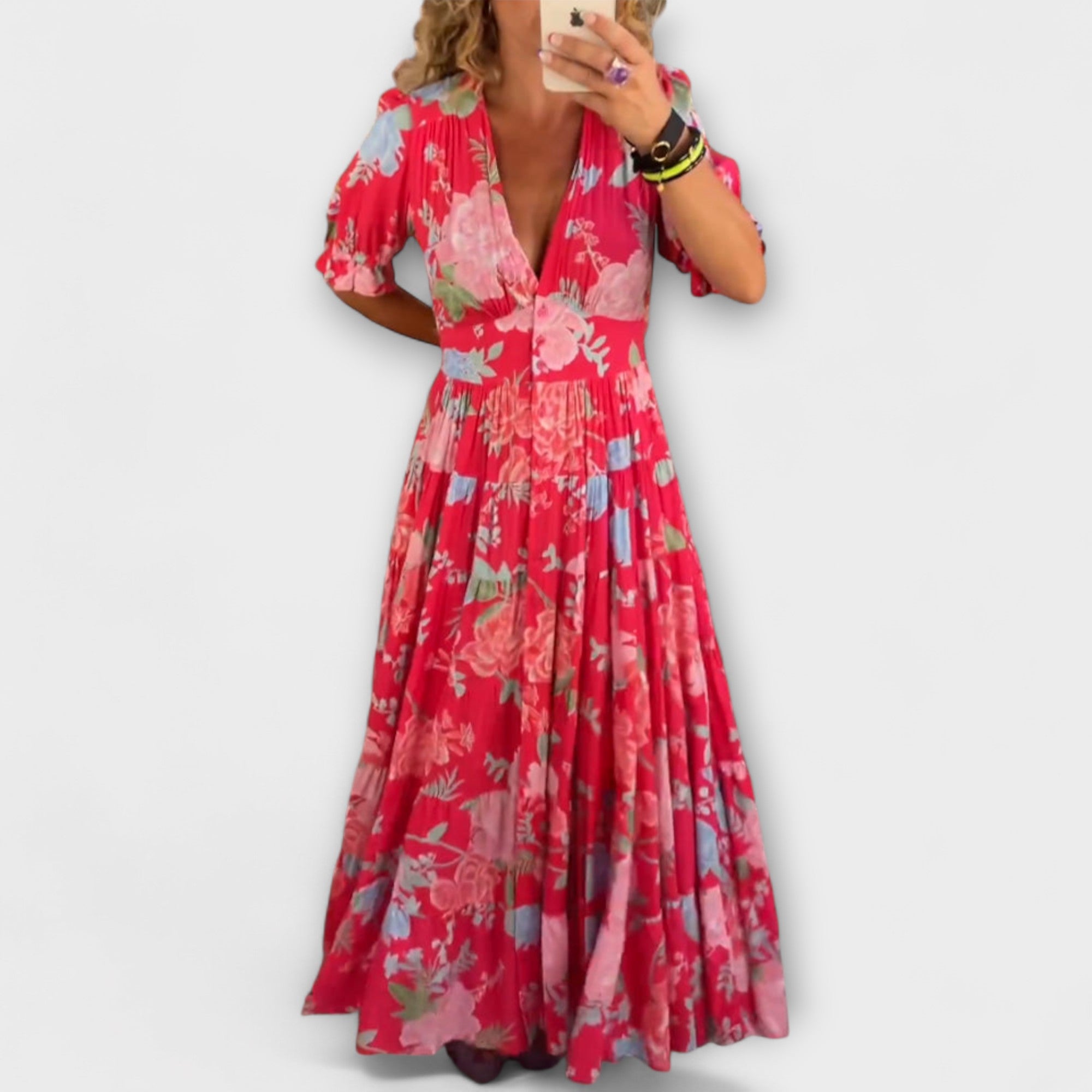 Catrisa - Robe à décolleté en V et motif floral