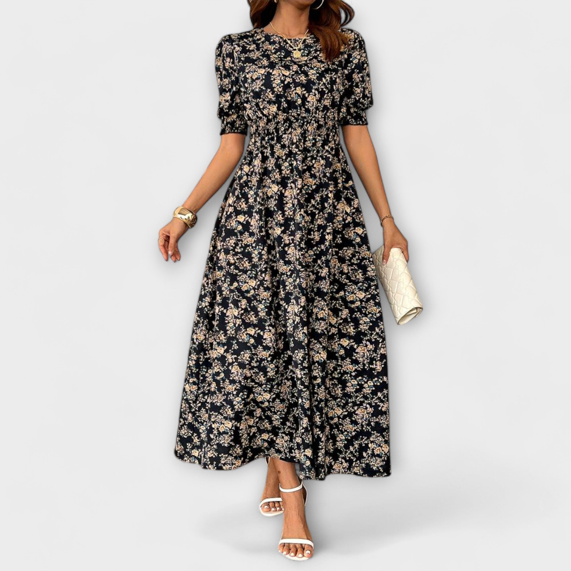 Amelia - Robe à encolure ronde et motif floral