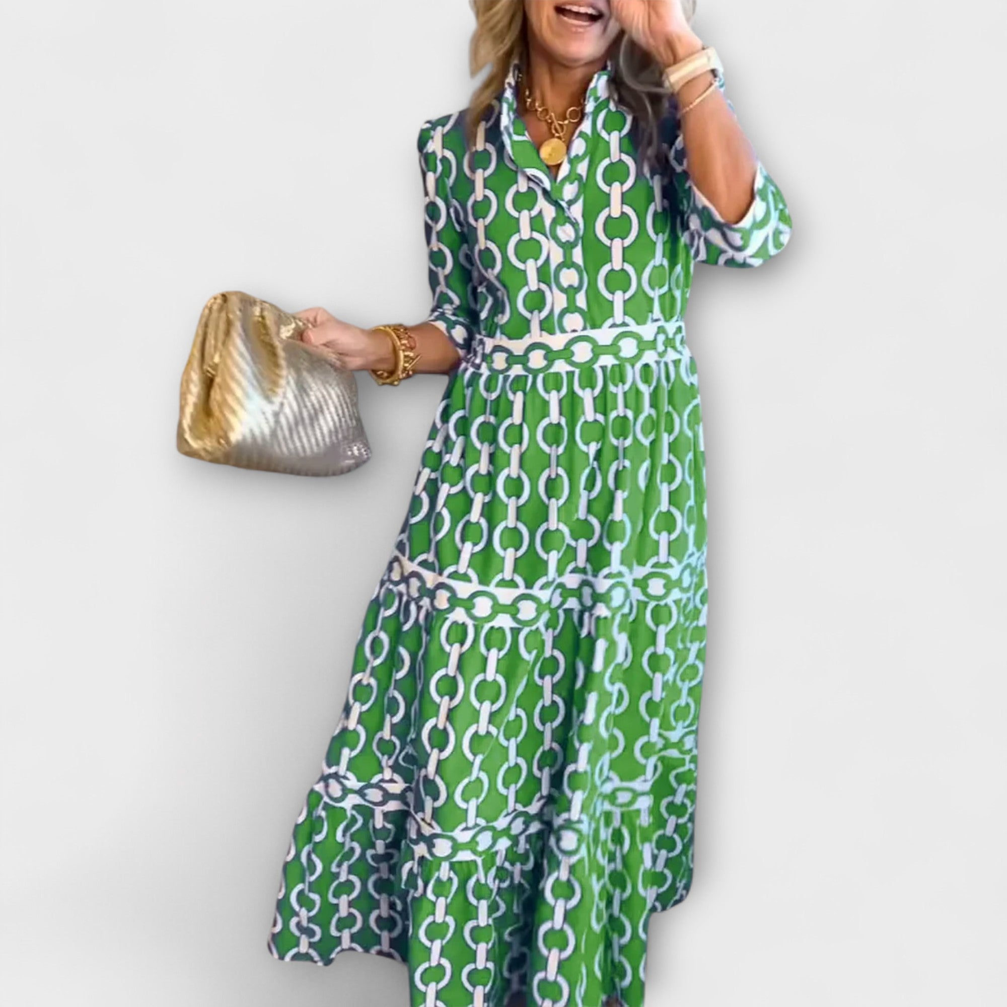 Juliette - Robe Midi avec Motif Chaîne