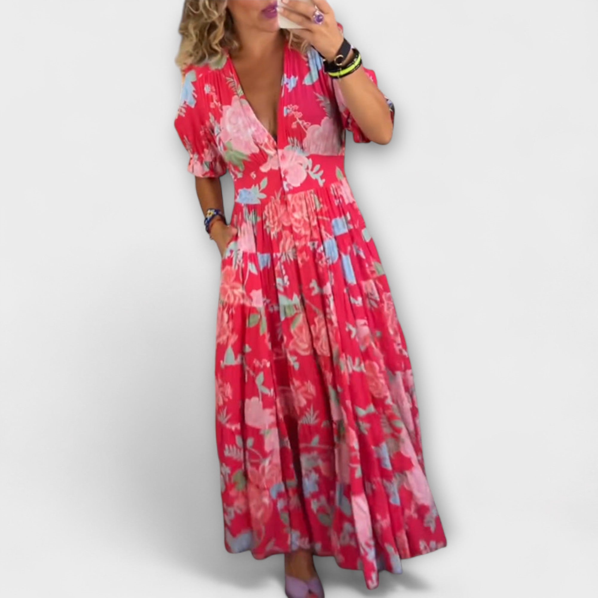 Catrisa - Robe à décolleté en V et motif floral