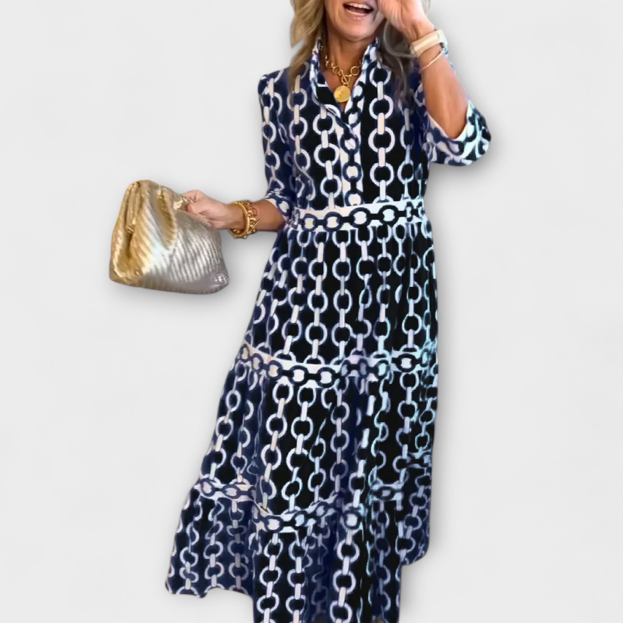 Juliette - Robe Midi avec Motif Chaîne