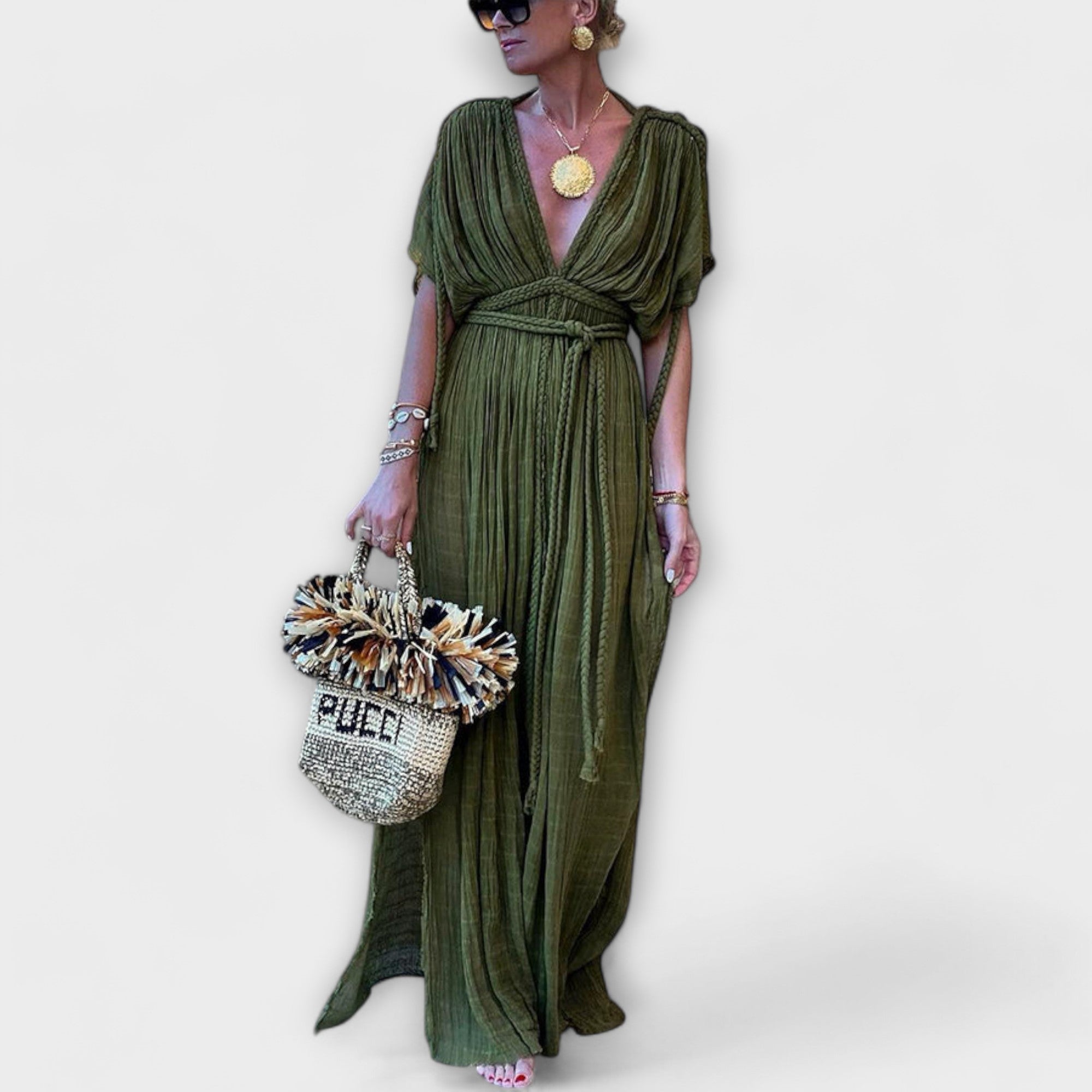 Robe kimono-maxi de style grec