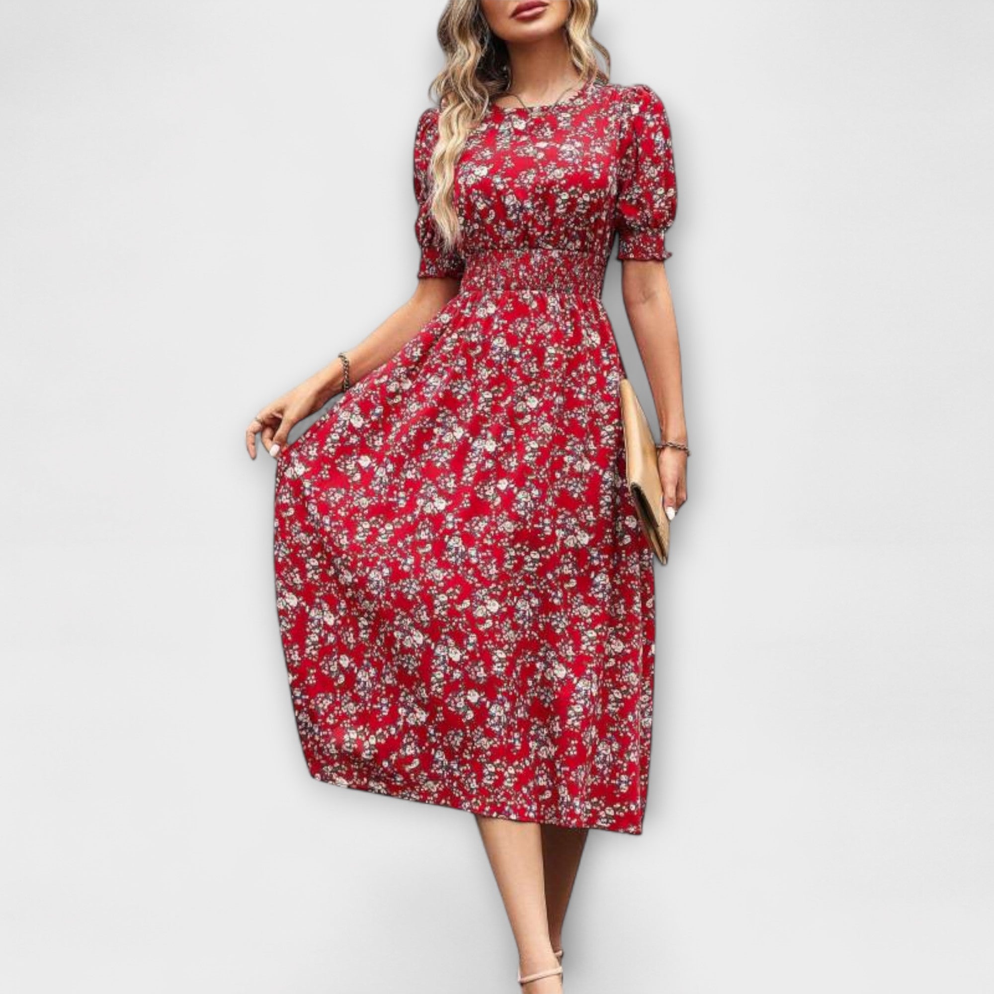 Amelia - Robe à encolure ronde et motif floral