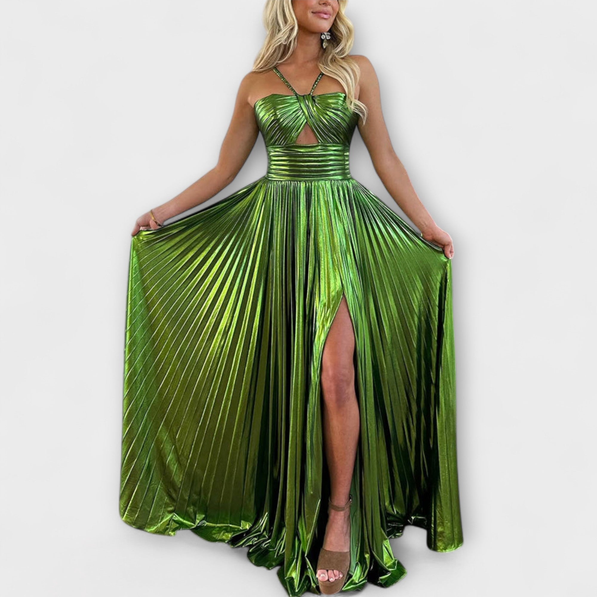 Robe maxi en matériau brillant