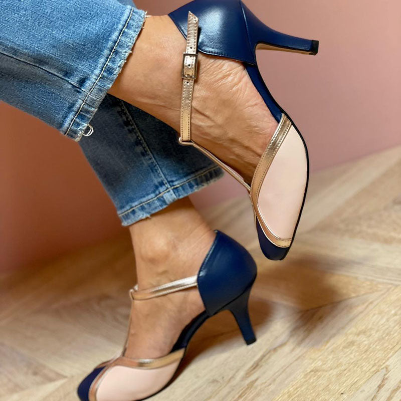 Alessia | Chaussures à talon haut T-strap colorées avec boule