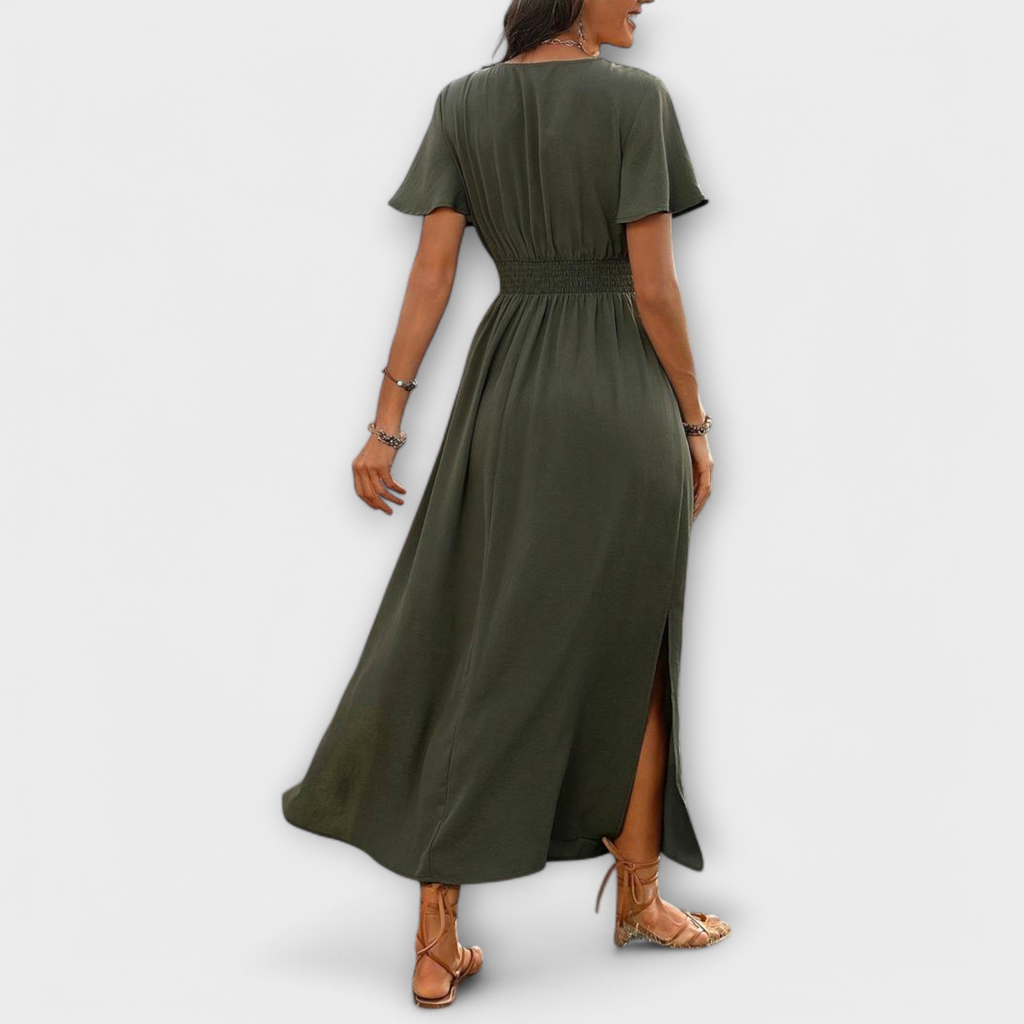 Heather - Robe Boho Élégante avec Décolleté en V et Manches Longues