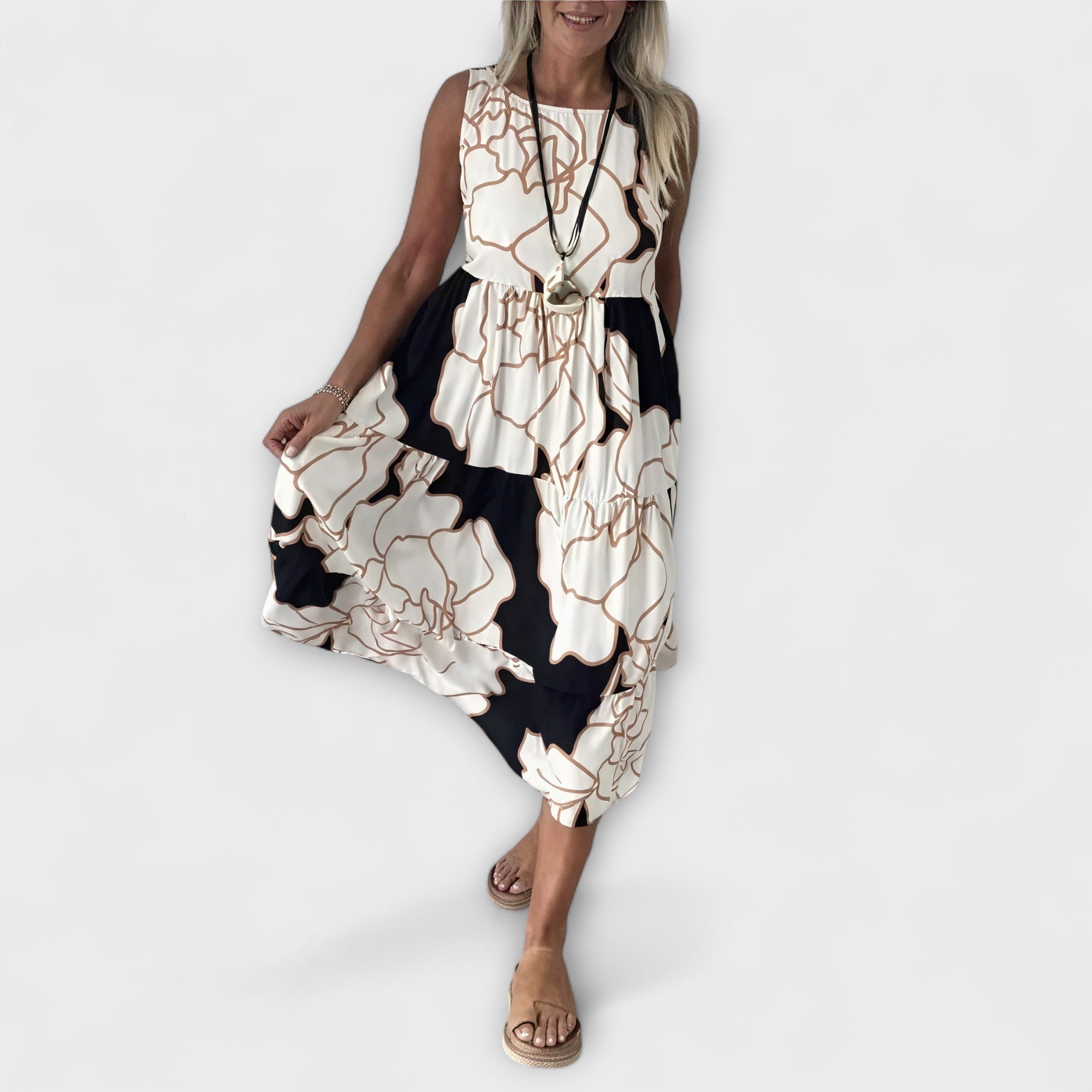 Robe Midi Fleurie avec Jupe