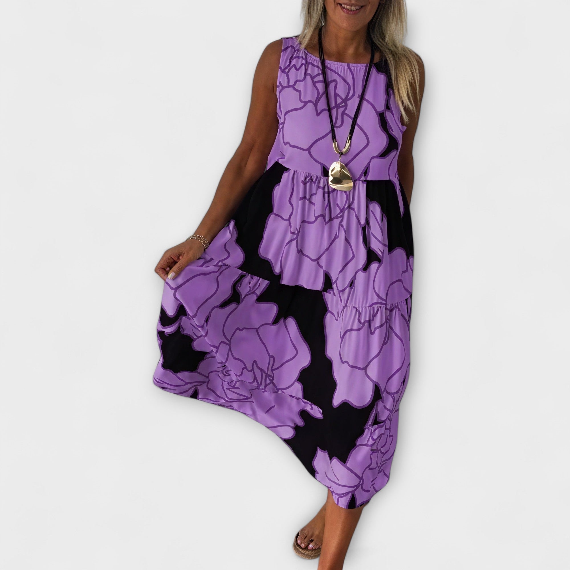 Robe Midi Fleurie avec Jupe