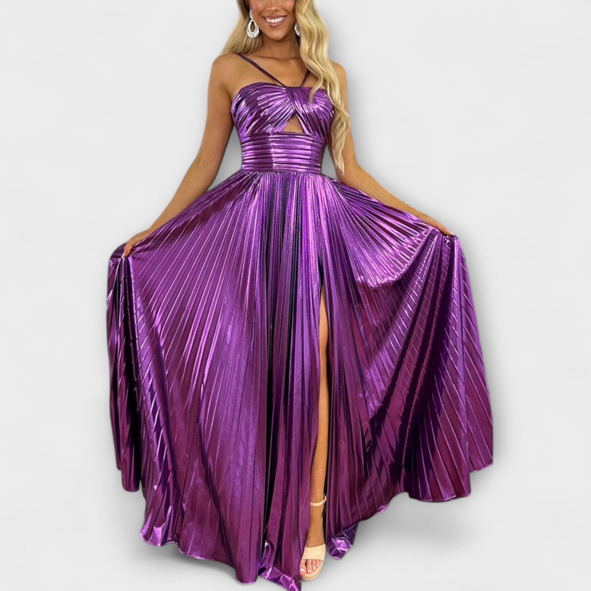 Robe maxi en matériau brillant
