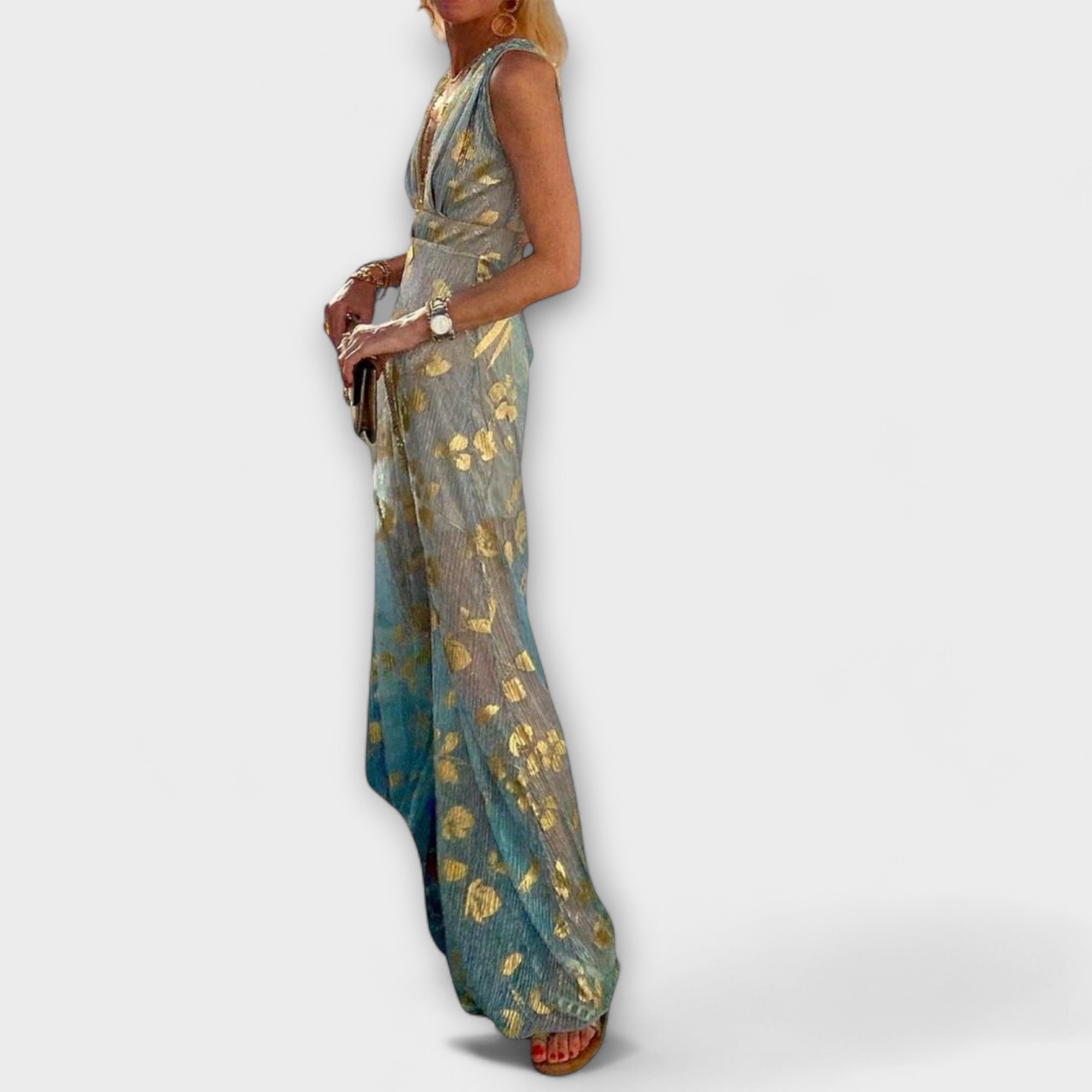 Robe courte avec décolleté en V et détails scintillants