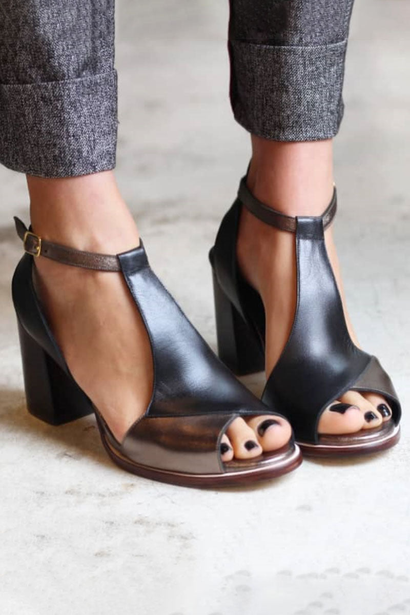 Nadaria | Sandales à talons épais en patchwork noir