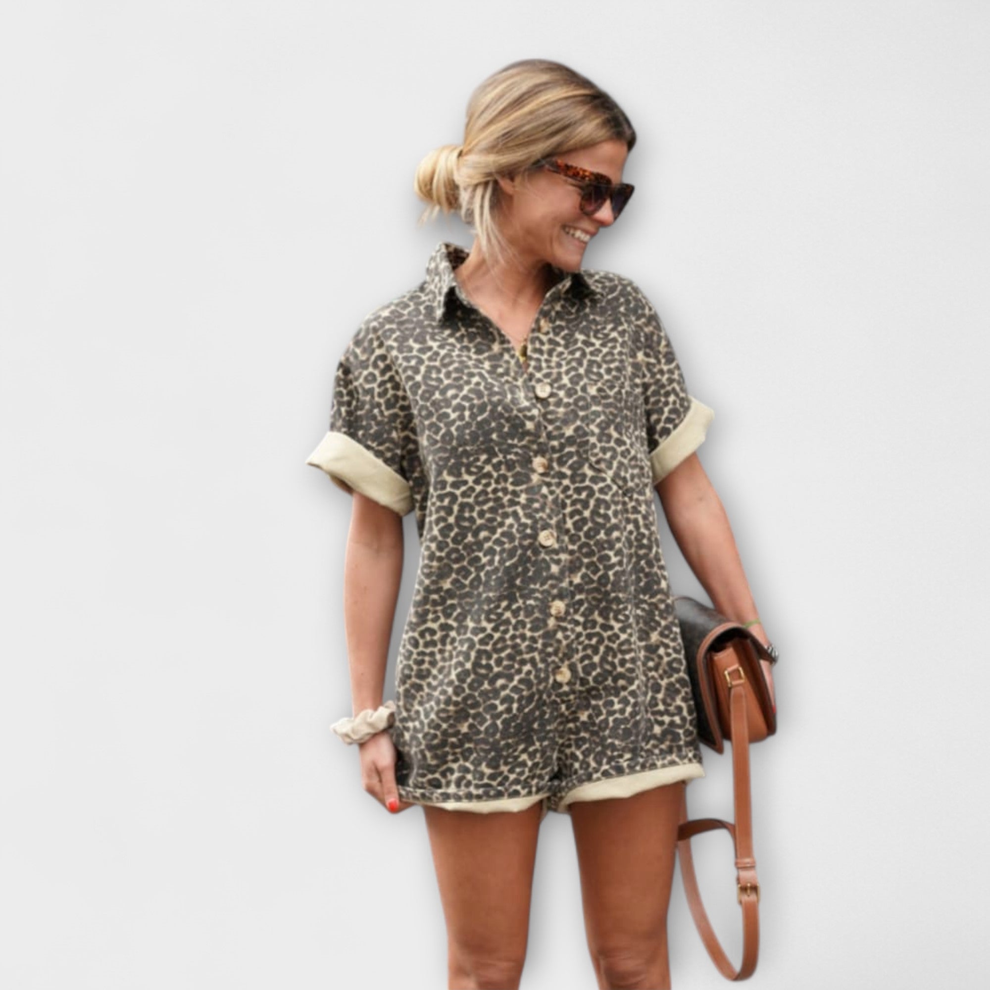 Nonette - Combinaison chemise avec motif léopard