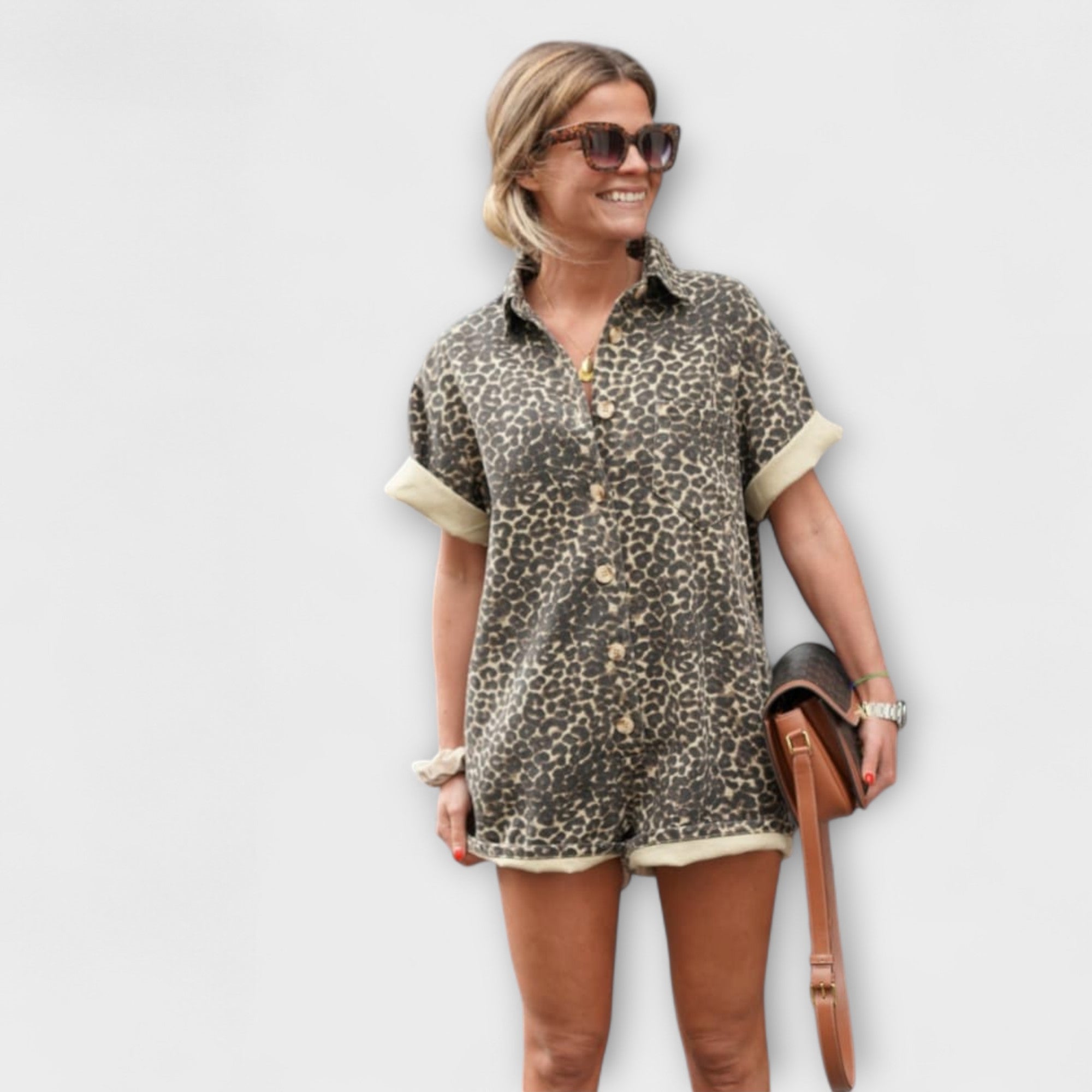 Nonette - Combinaison chemise avec motif léopard